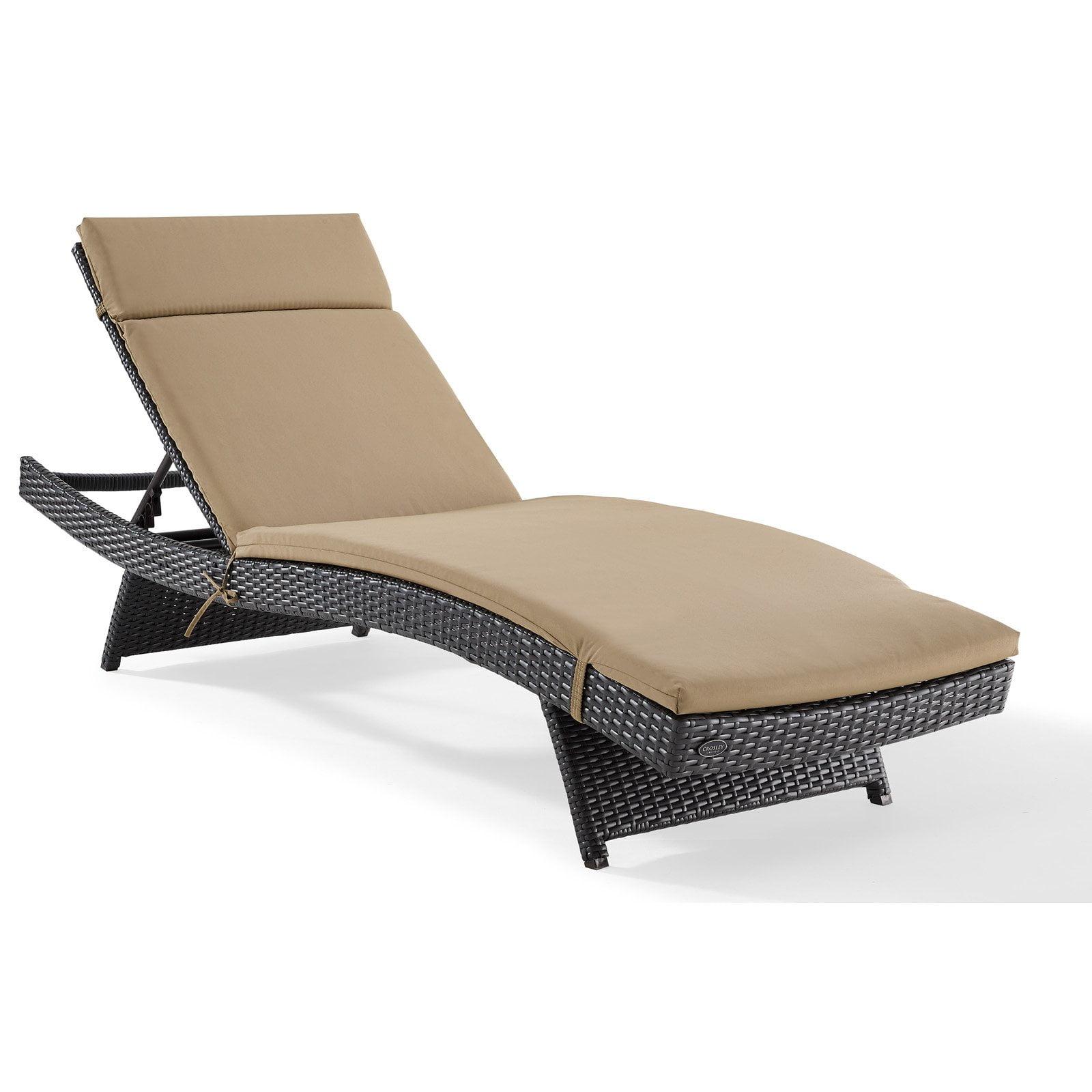 Biscayne Mocha Cushioned Outdoor Chaise Lounger in Dark Brown