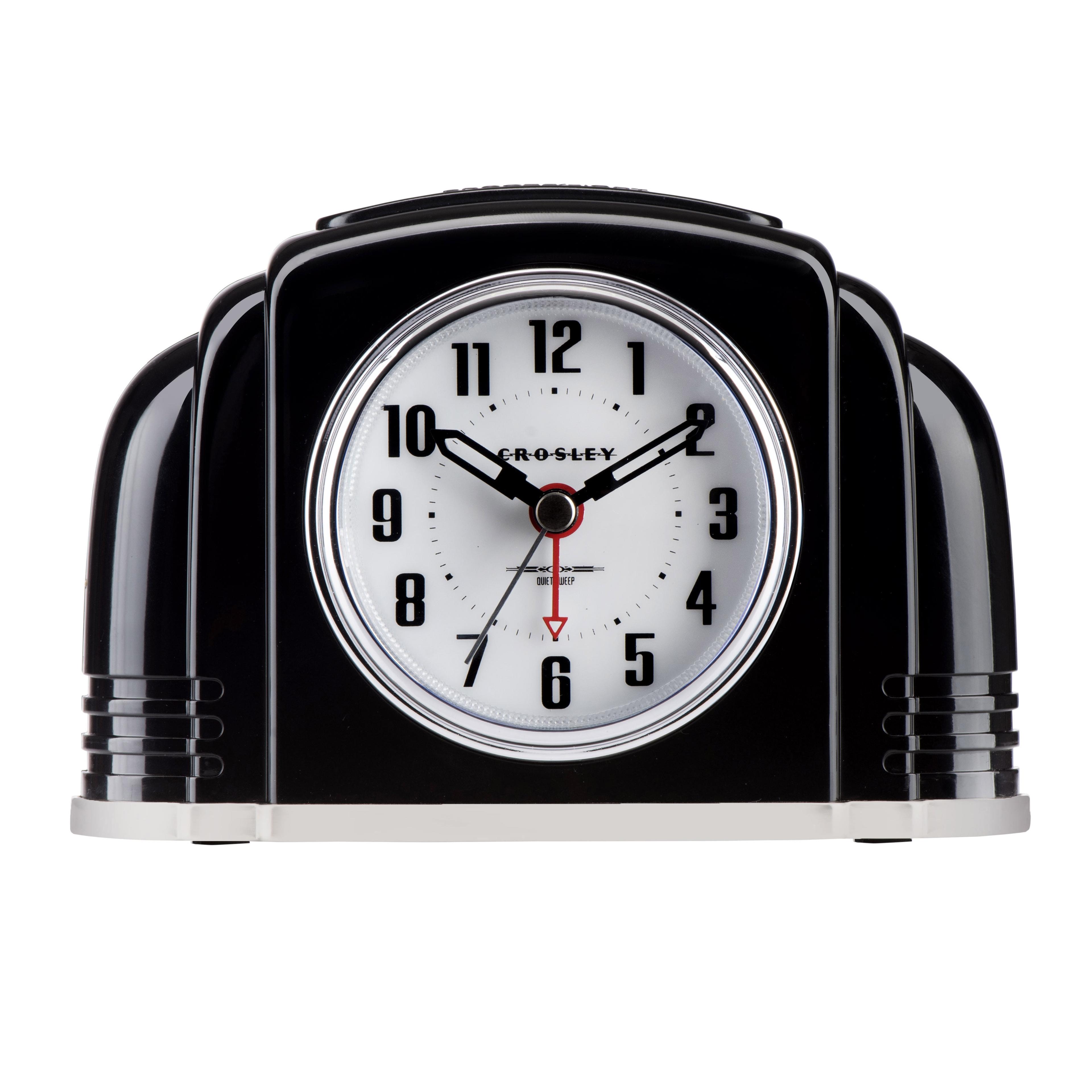 Crosley Analog Quartz Movement / Crystal Tabletop Clock with Alarm in Black