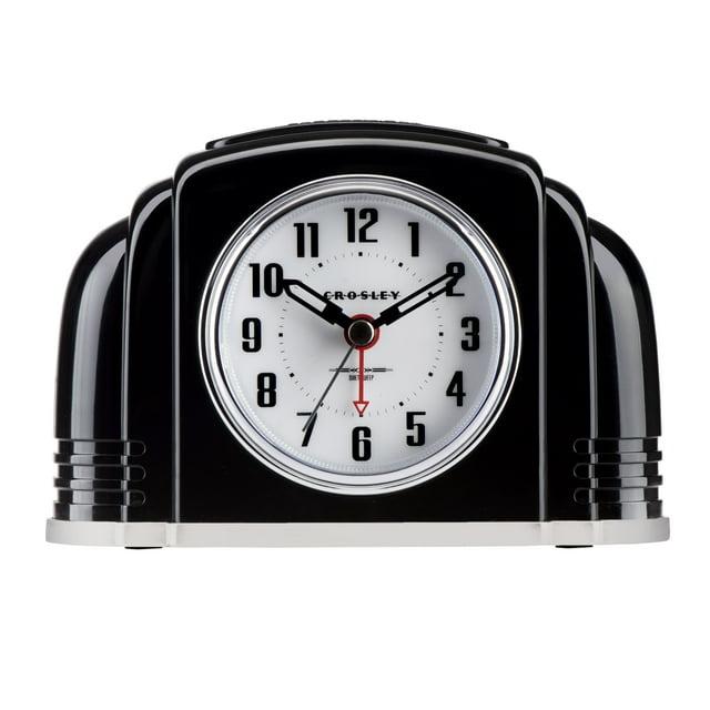 Crosley Analog Quartz Movement / Crystal Tabletop Clock with Alarm in Black