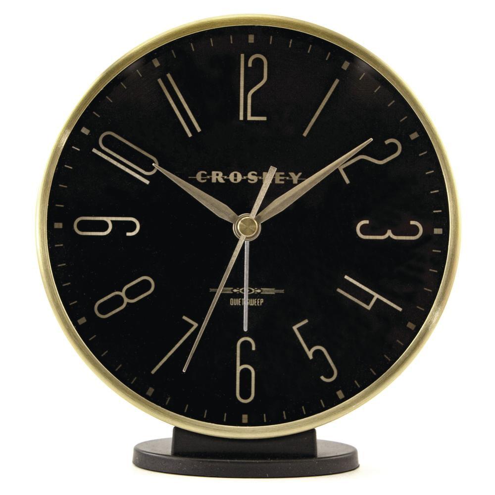 Crosley 5" Black and Gold Analog Alarm Clock