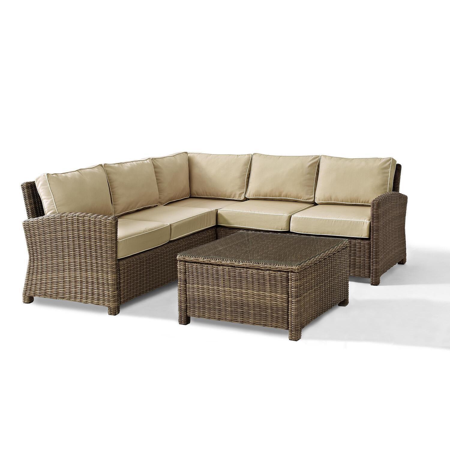 Weathered Brown 4-Piece Steel Outdoor Sectional Sofa Set