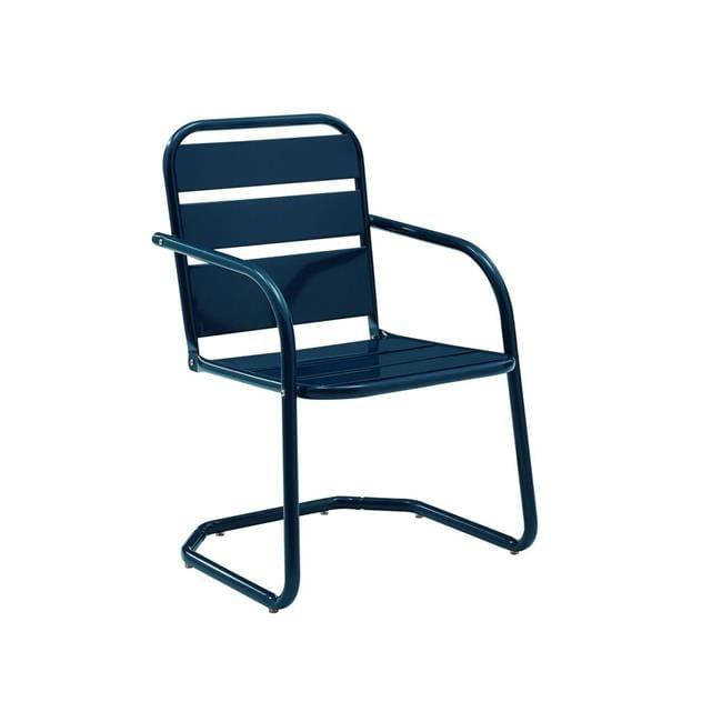 Vintage-Inspired Brighton Navy Steel Outdoor Dining Chair Set