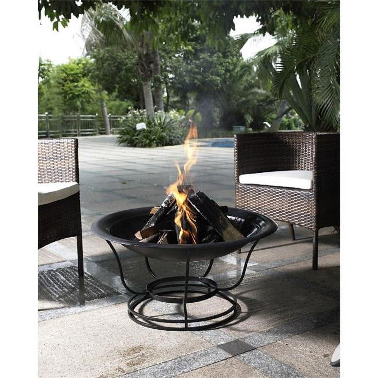 Buckner Firepit - Black - Crosley: Steel Construction, Mesh Guard, Poker & Cover Included