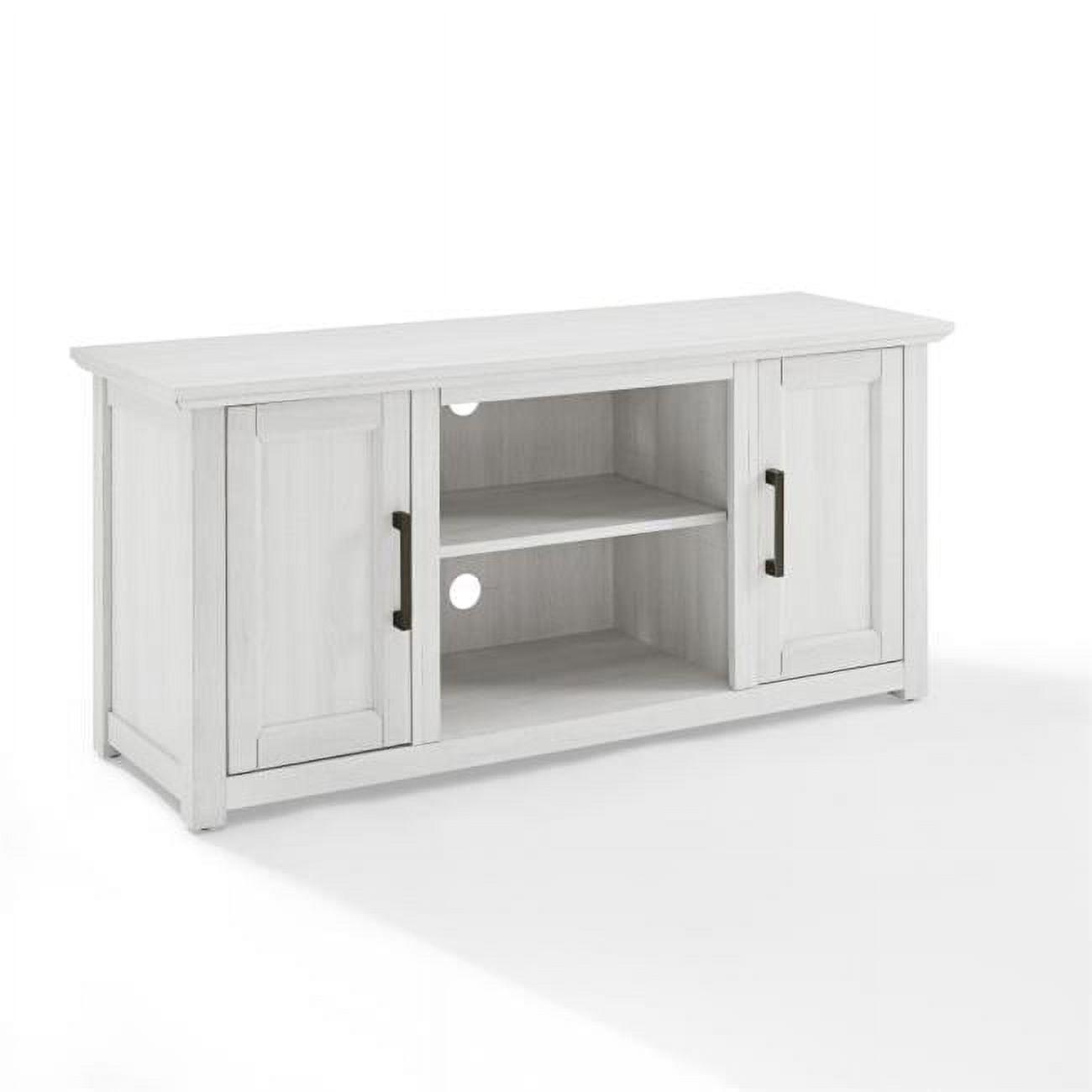 Whitewash Low Profile TV Stand with Cabinets