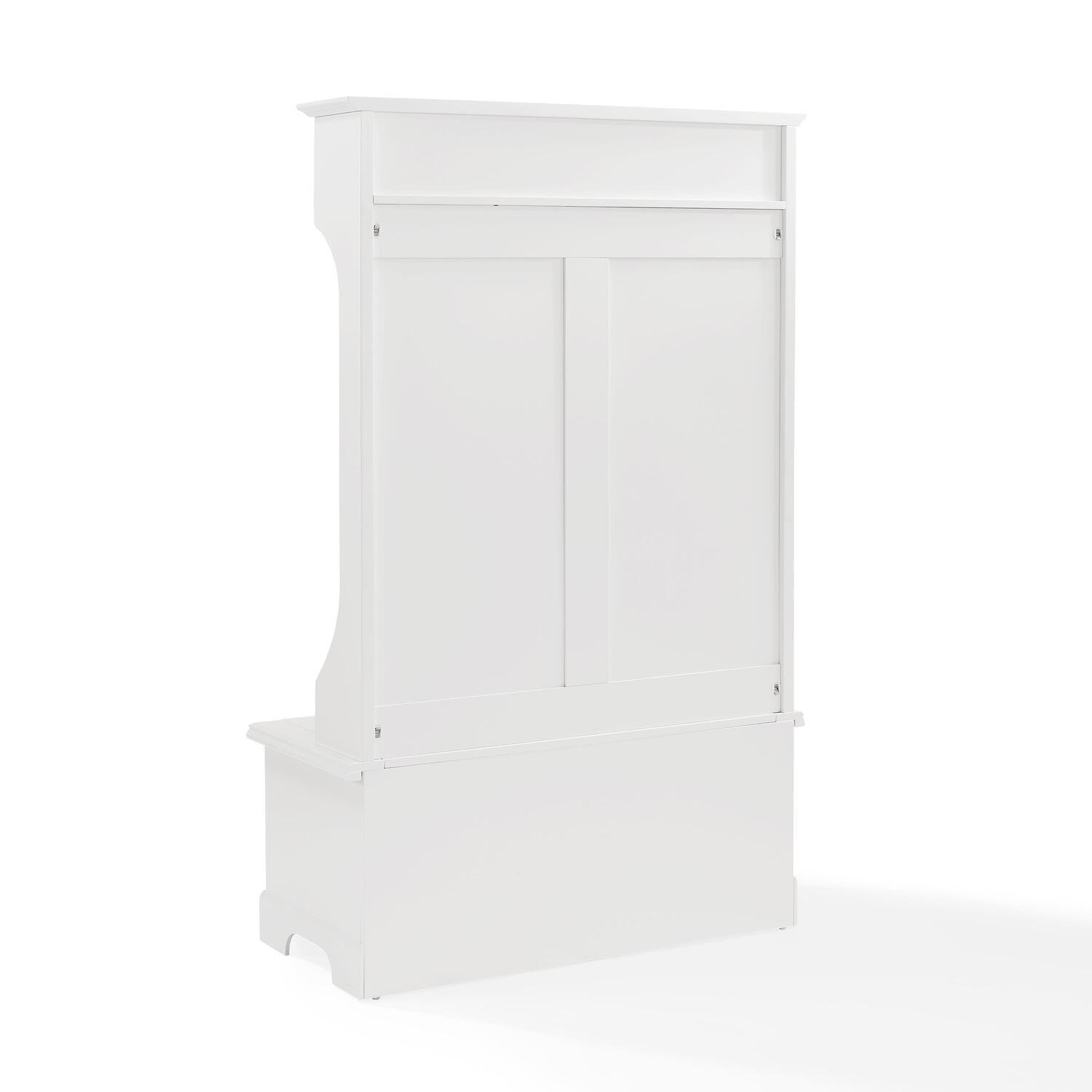 Campbell Hall Tree White - Crosley: Foyer Seating, Coat Hooks, Storage Bench, Cubbies