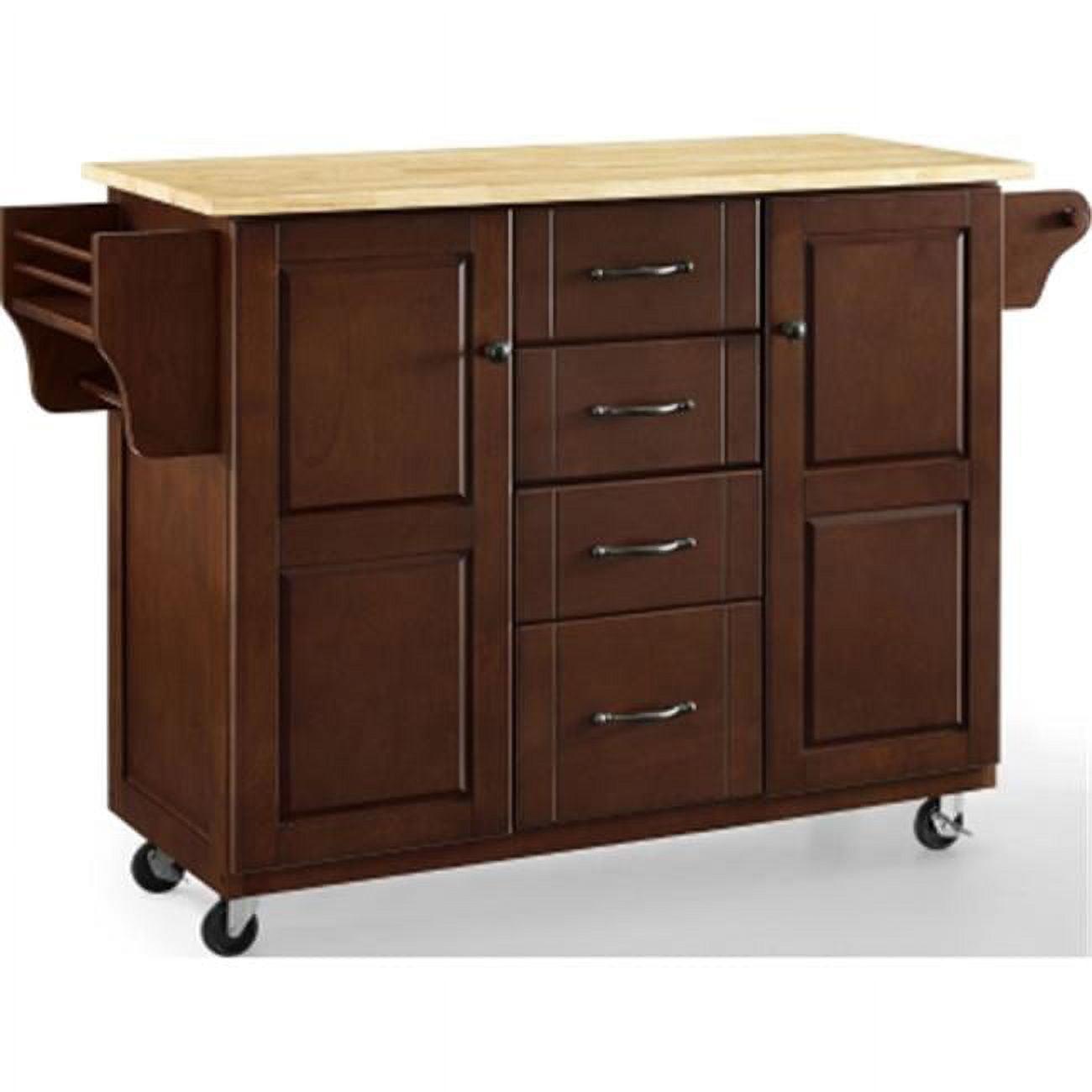 Eleanor Wood Top Kitchen Cart Mahogany/Natural - Crosley