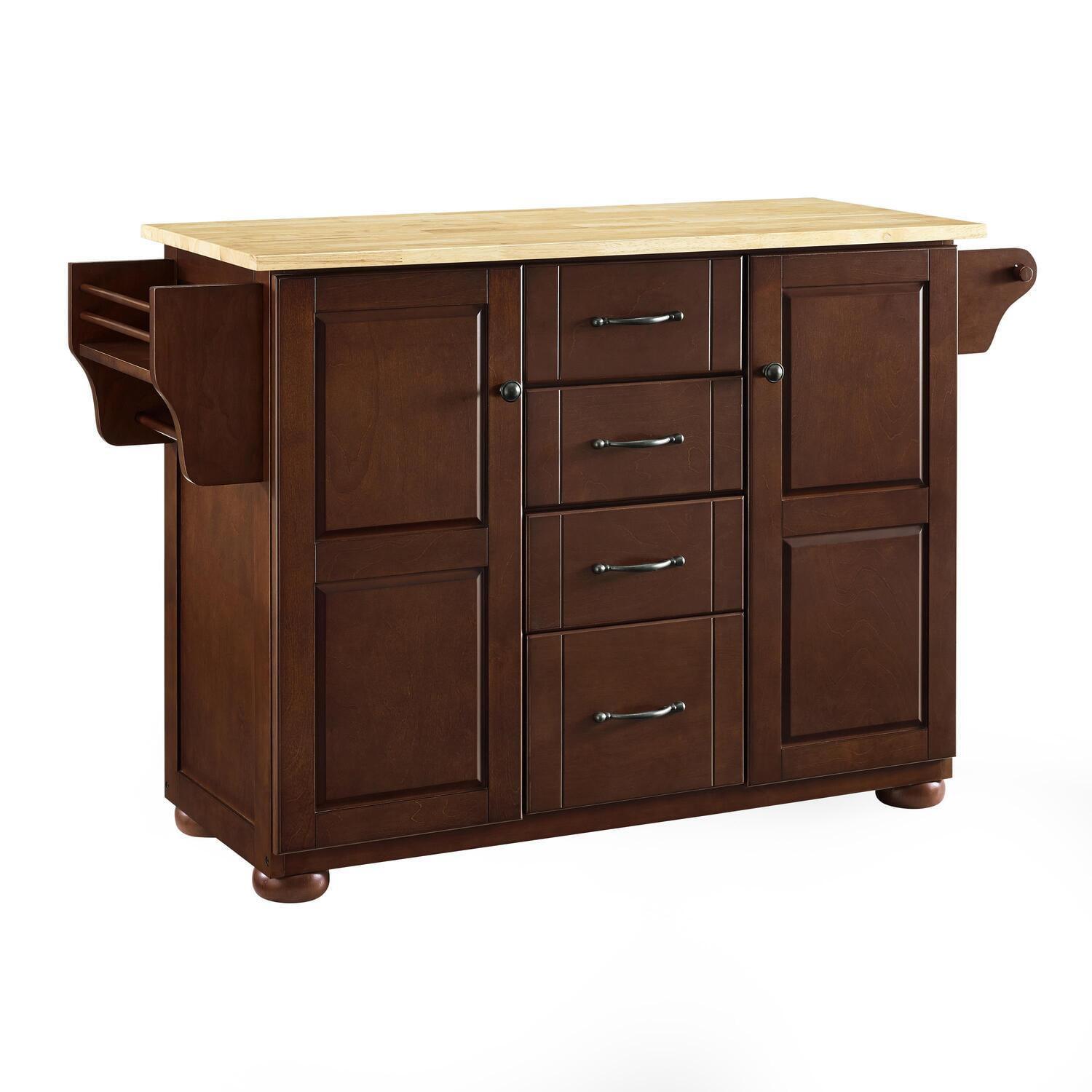 Crosley Eleanor Natural Wood Top Kitchen Island in Mahogany