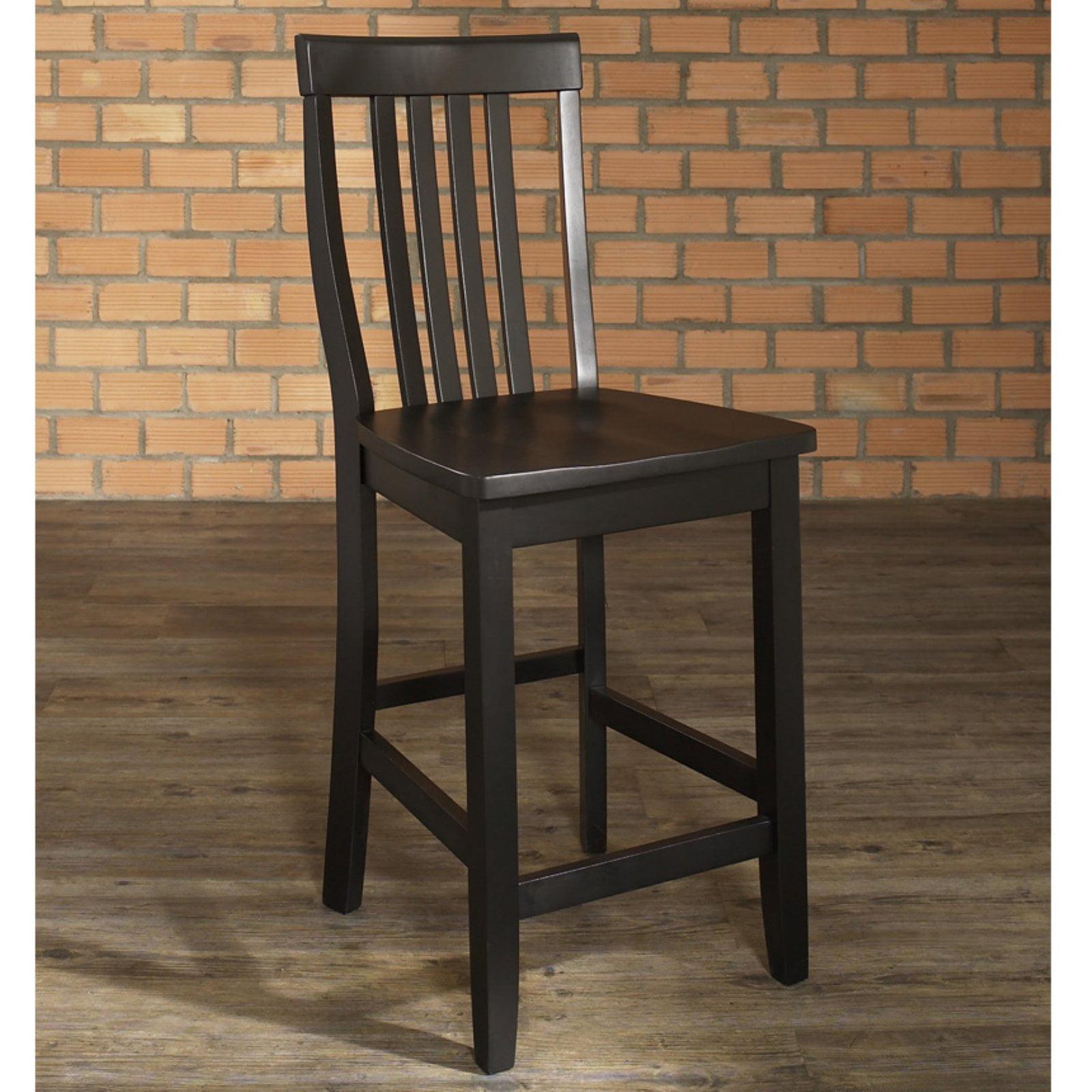 Black 24" Solid Wood School House Counter Stools, Set of 2