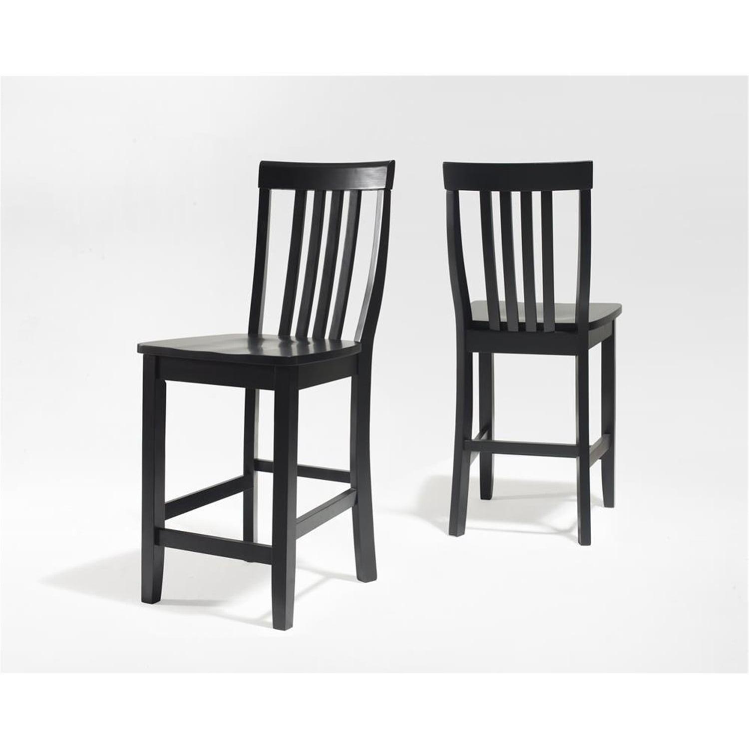 Set of 2 24" School House Counter Height Barstools, Solid Hardwood, Footrest - Crosley