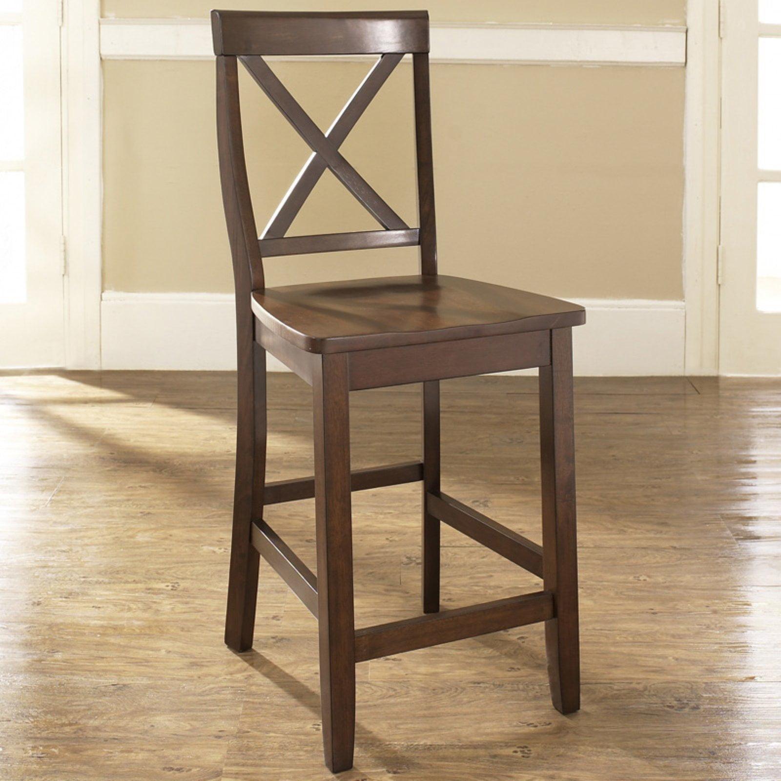 Vintage Mahogany Hand-Rubbed Hardwood 24" Counter Stool Set