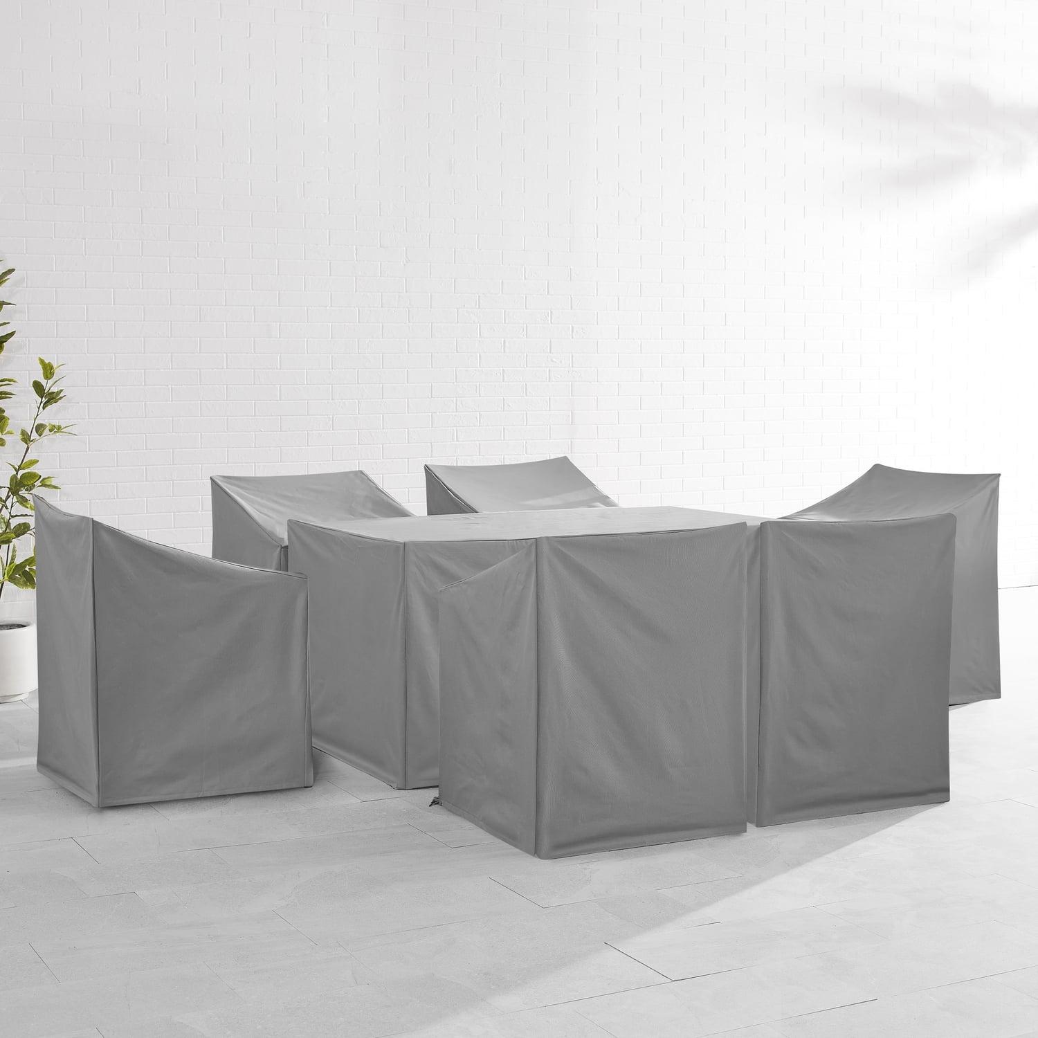 Gray Heavy Gauge Vinyl 7-Piece Outdoor Furniture Cover Set