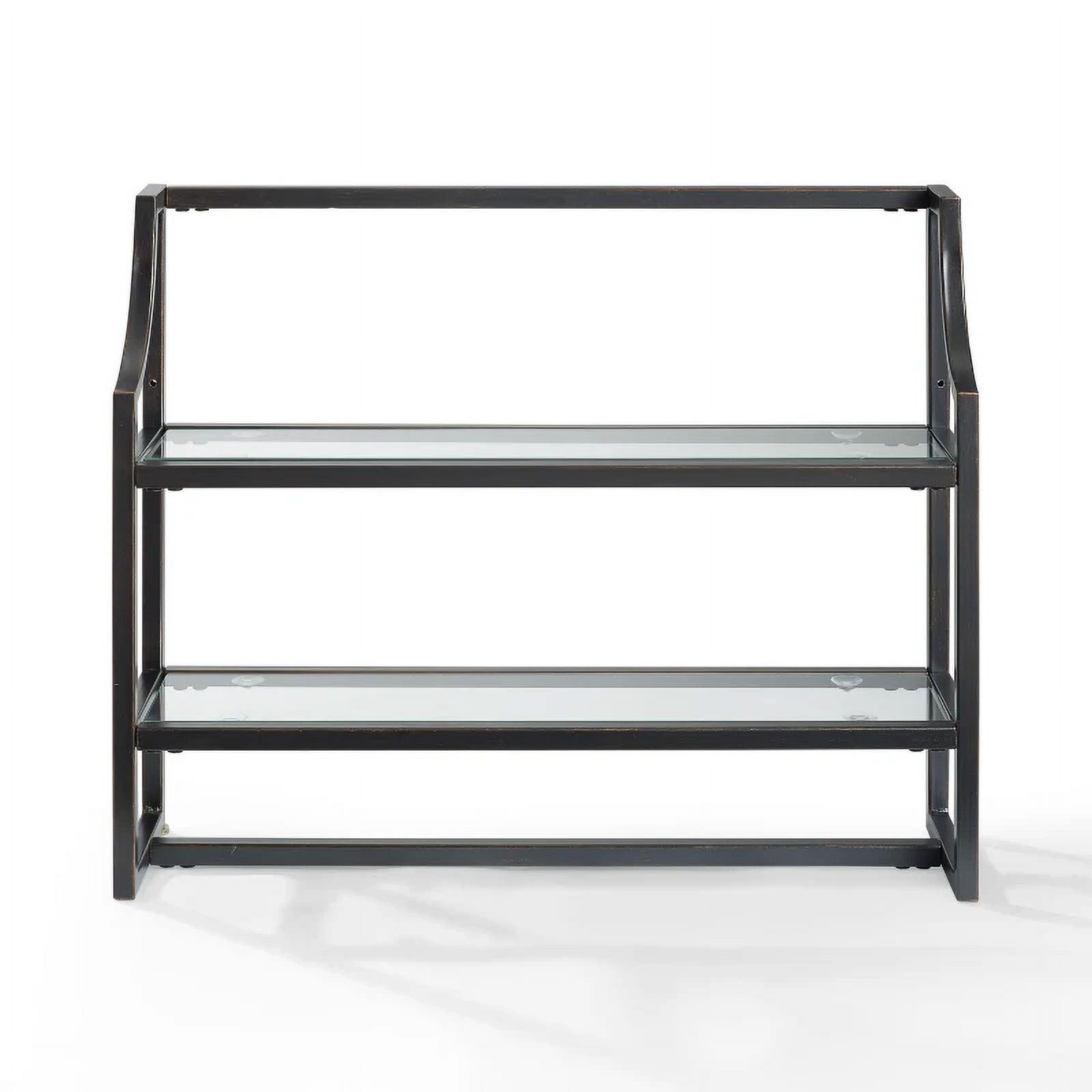 Aimee Oil Rubbed Bronze Wall Shelf with Glass Shelves