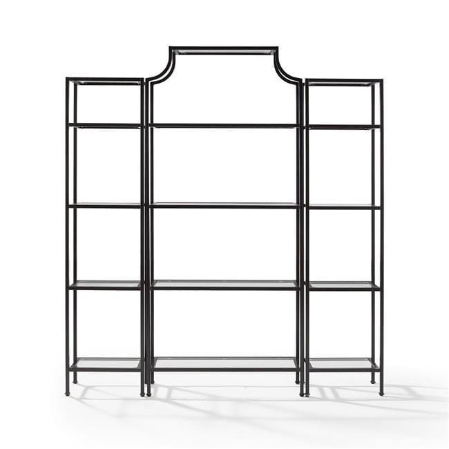 80.5" 3pc Aimee Narrow Etagere Set Oil Rubbed Bronze - Crosley: Tempered Glass Display, Steel Frame, Fixed Shelves