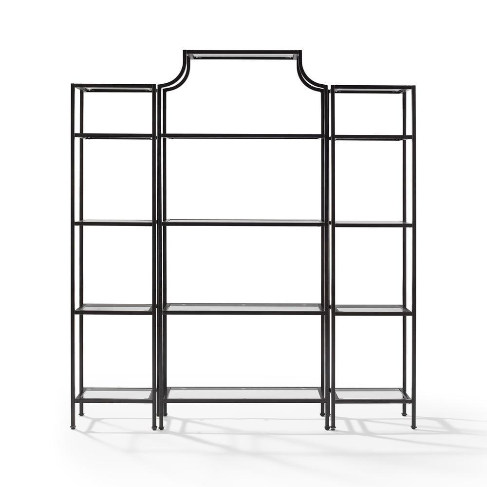 80.5" 3pc Aimee Narrow Etagere Set Oil Rubbed Bronze - Crosley: Tempered Glass Display, Steel Frame, Fixed Shelves