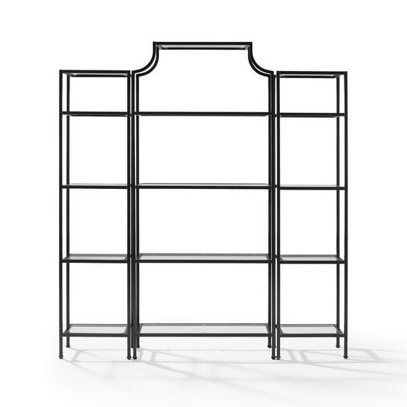 80.5" 3pc Aimee Narrow Etagere Set Oil Rubbed Bronze - Crosley: Tempered Glass Display, Steel Frame, Fixed Shelves