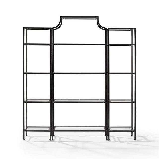 80.5" 3pc Aimee Narrow Etagere Set Oil Rubbed Bronze - Crosley: Tempered Glass Display, Steel Frame, Fixed Shelves