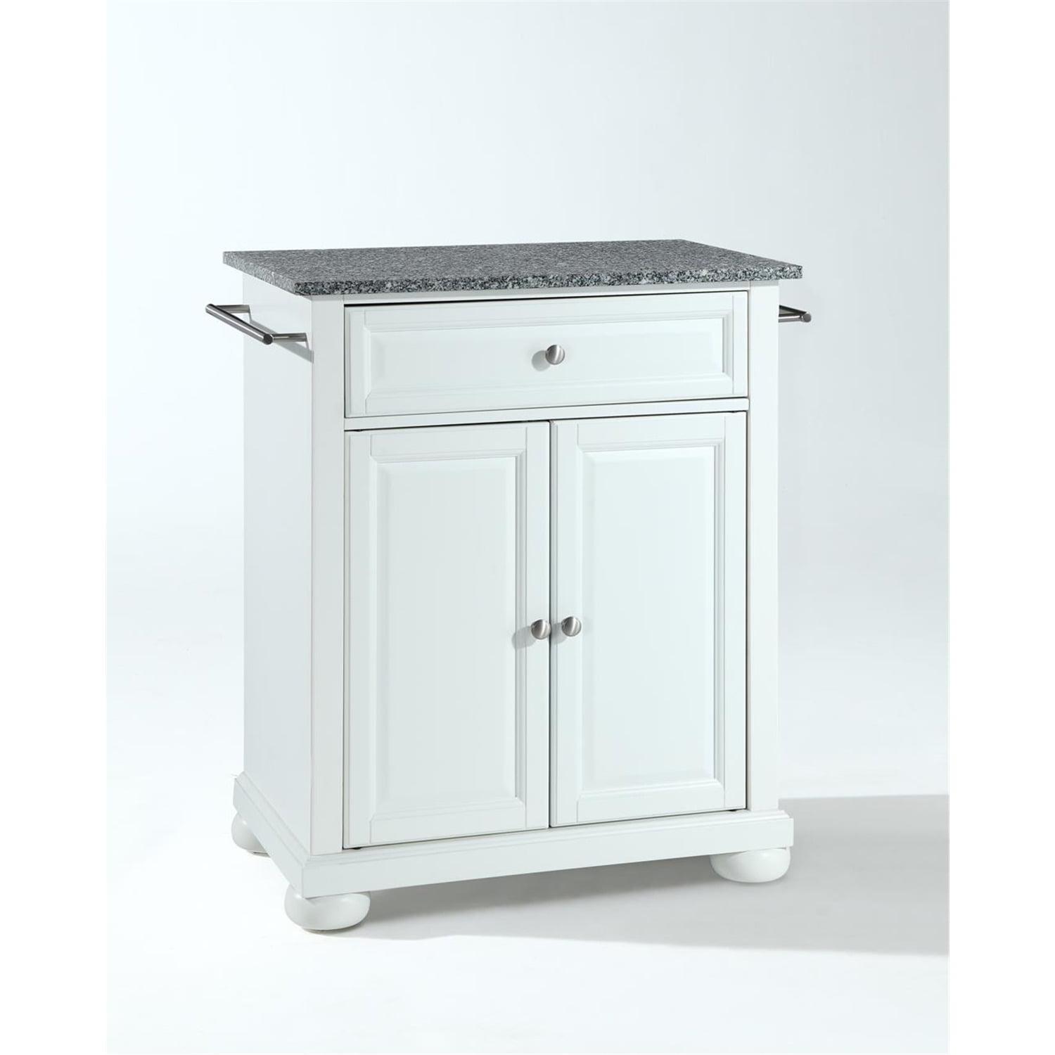 Alexandria Granite Top Portable Kitchen Island/Cart White/Gray - Crosley: Rolling Storage, Towel Bars, Adjustable Shelf