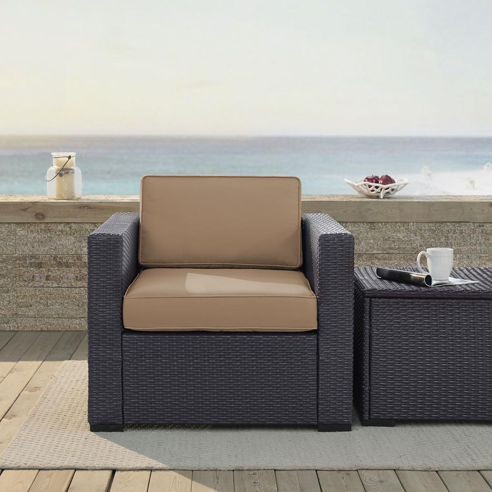 Mocha Brown Outdoor Wicker Armchair with Cushions