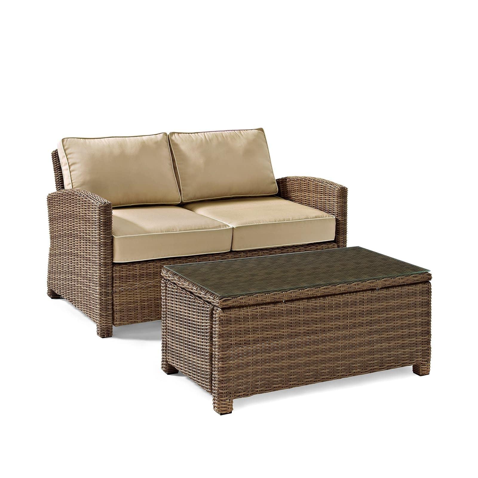 Sand Beige Steel Frame Outdoor Loveseat Set