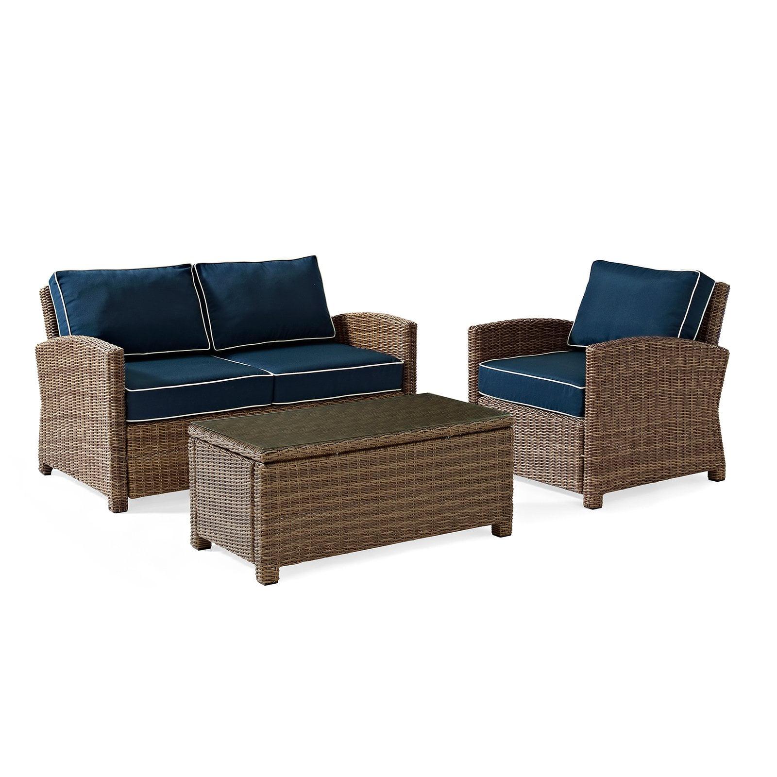 Bradenton 3-Piece Navy Wicker Outdoor Conversation Set