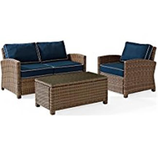 Bradenton 3pc Outdoor Conversation Set with Loveseat & Armchair with Coffee Table - Crosley