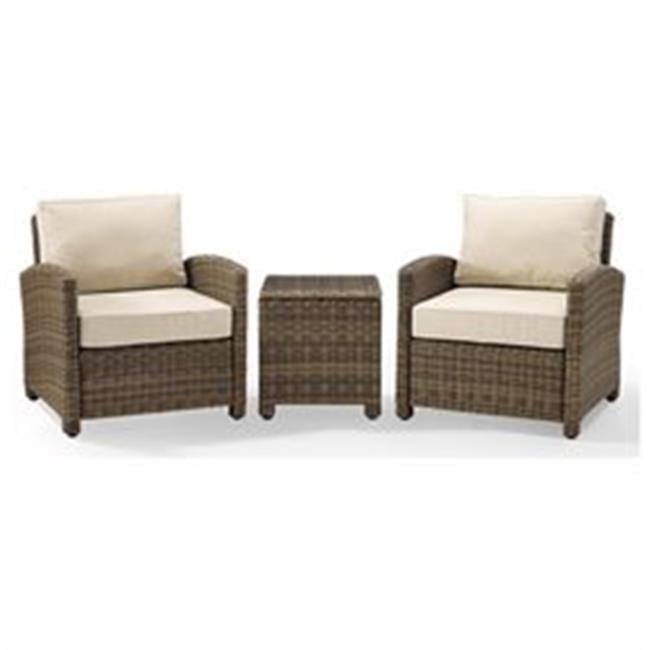 Bradenton 3pc Outdoor Wicker Seating Set with Two Chairs & Side Table Sand - Crosley