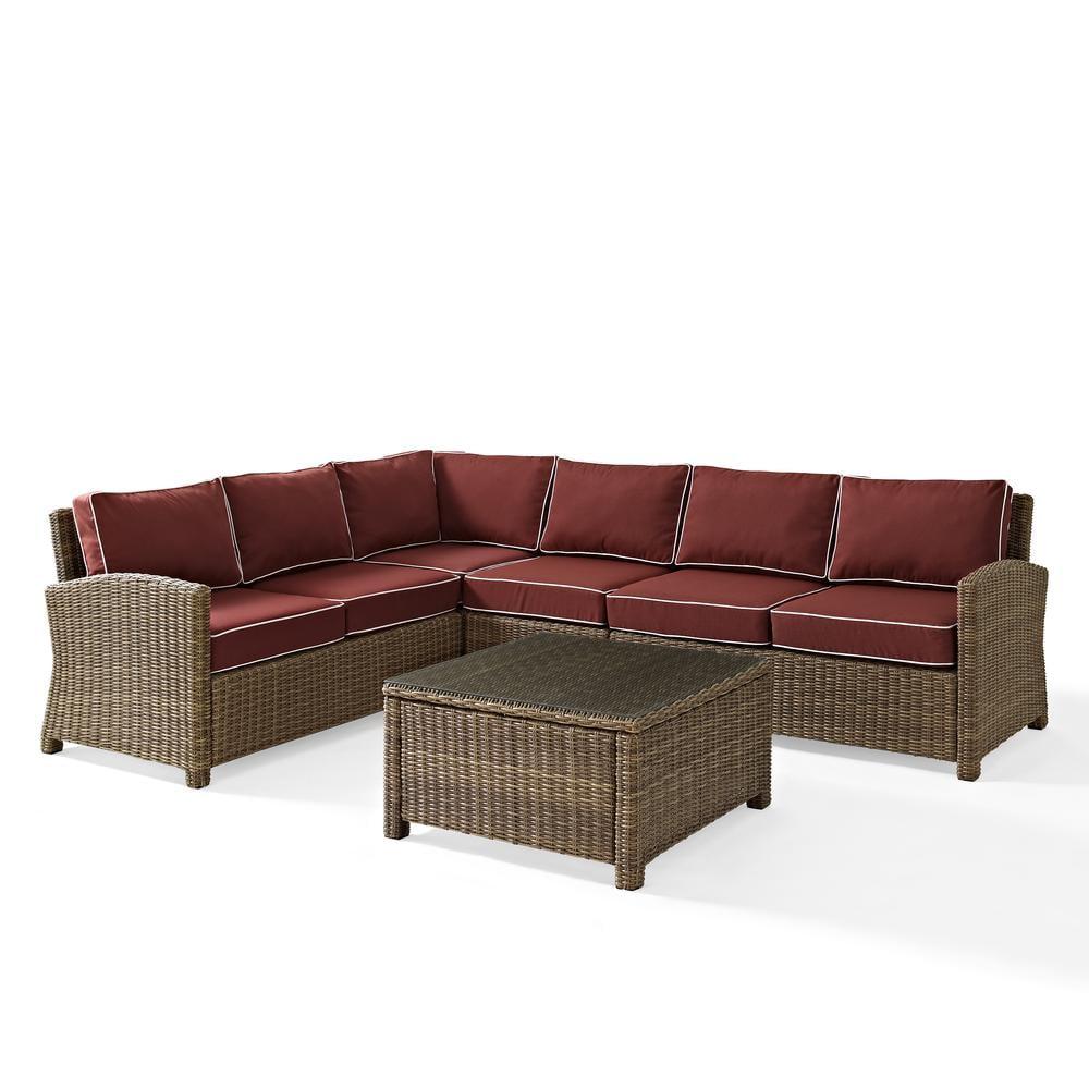 Bradenton 6-Person Red Wicker Outdoor Sectional Set