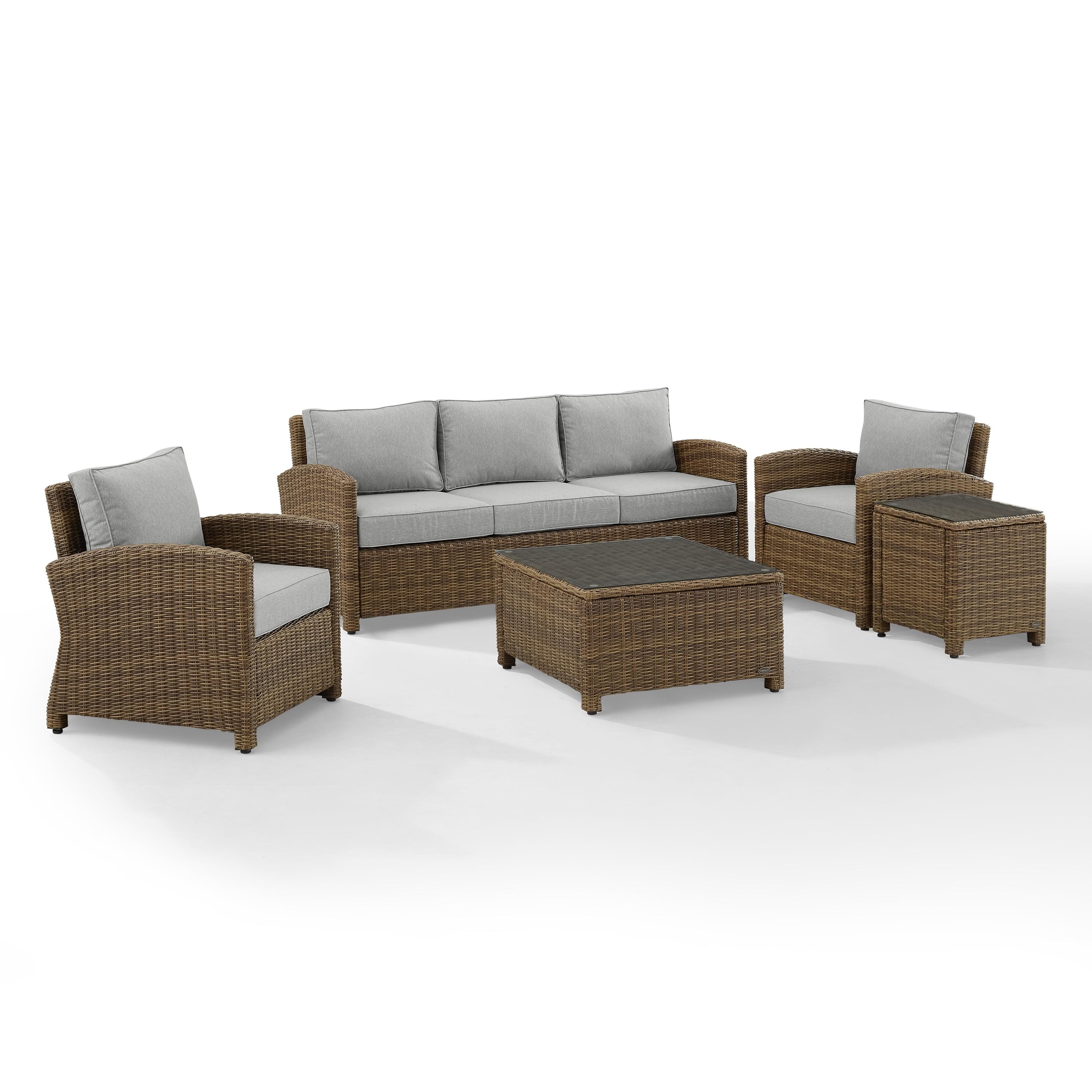 Bradenton 5-Piece Gray and Brown Outdoor Wicker Sofa Set