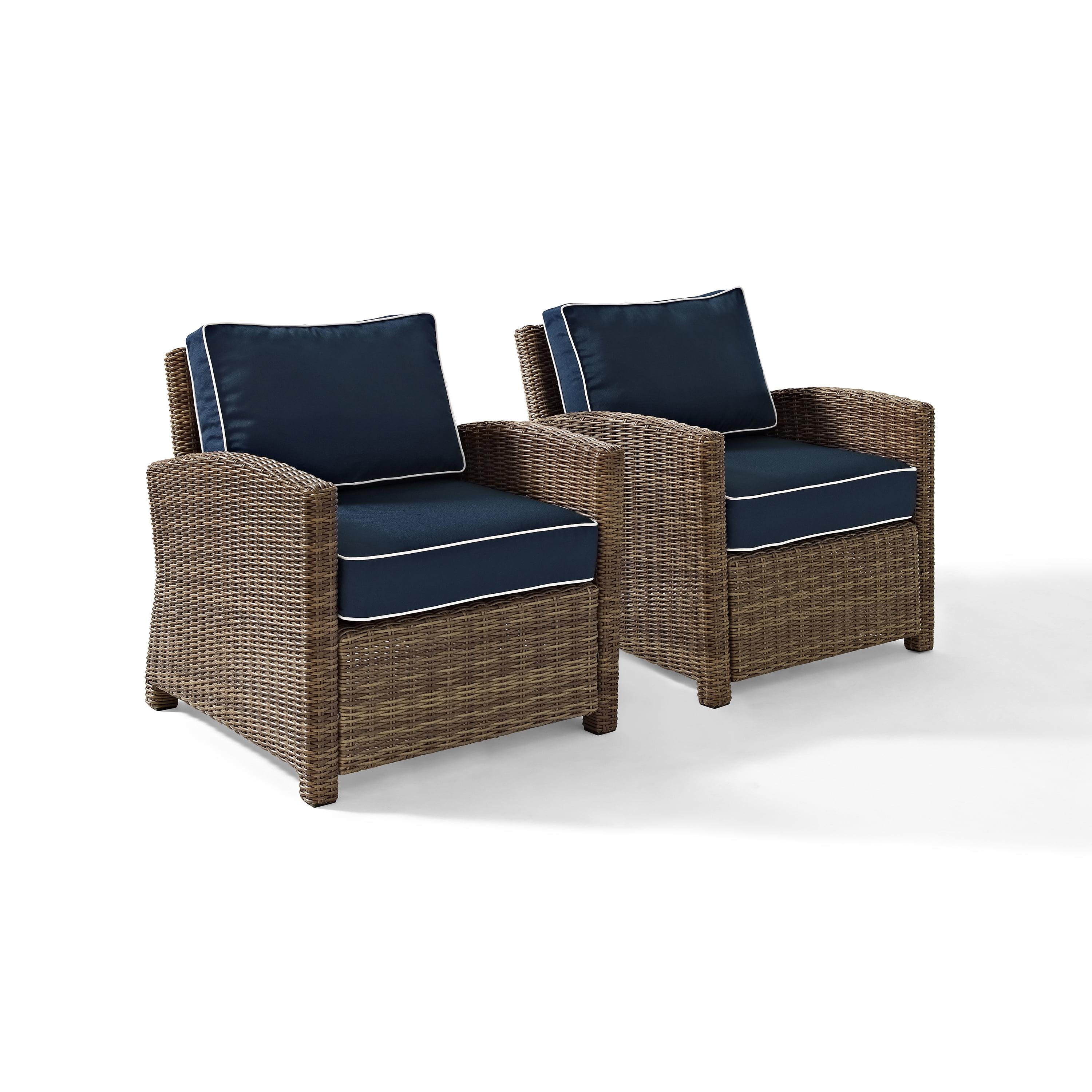 Bradenton 2-Piece Navy Wicker Outdoor Armchair Set