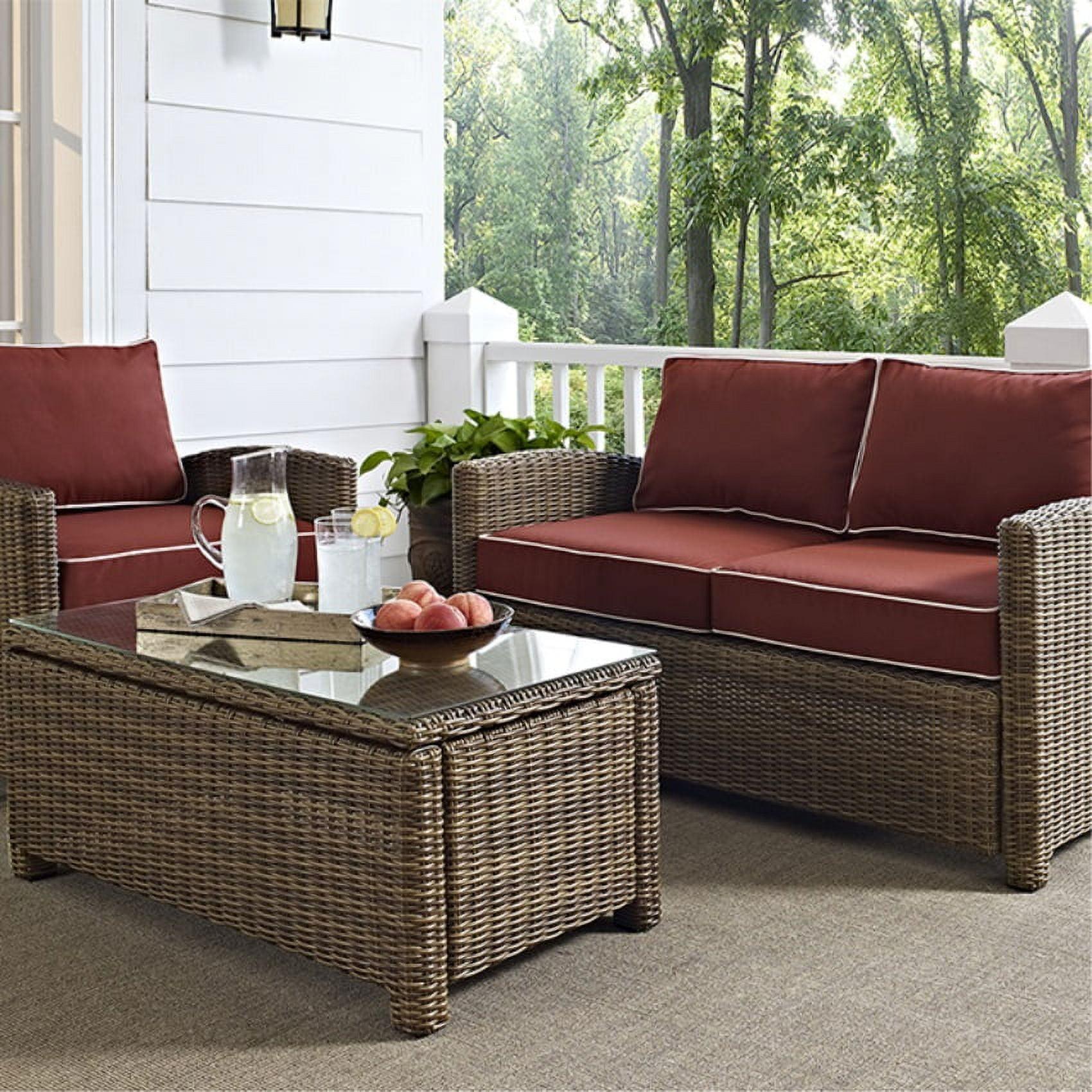 Bradenton Sangria Red Wicker Two-Seat Outdoor Loveseat