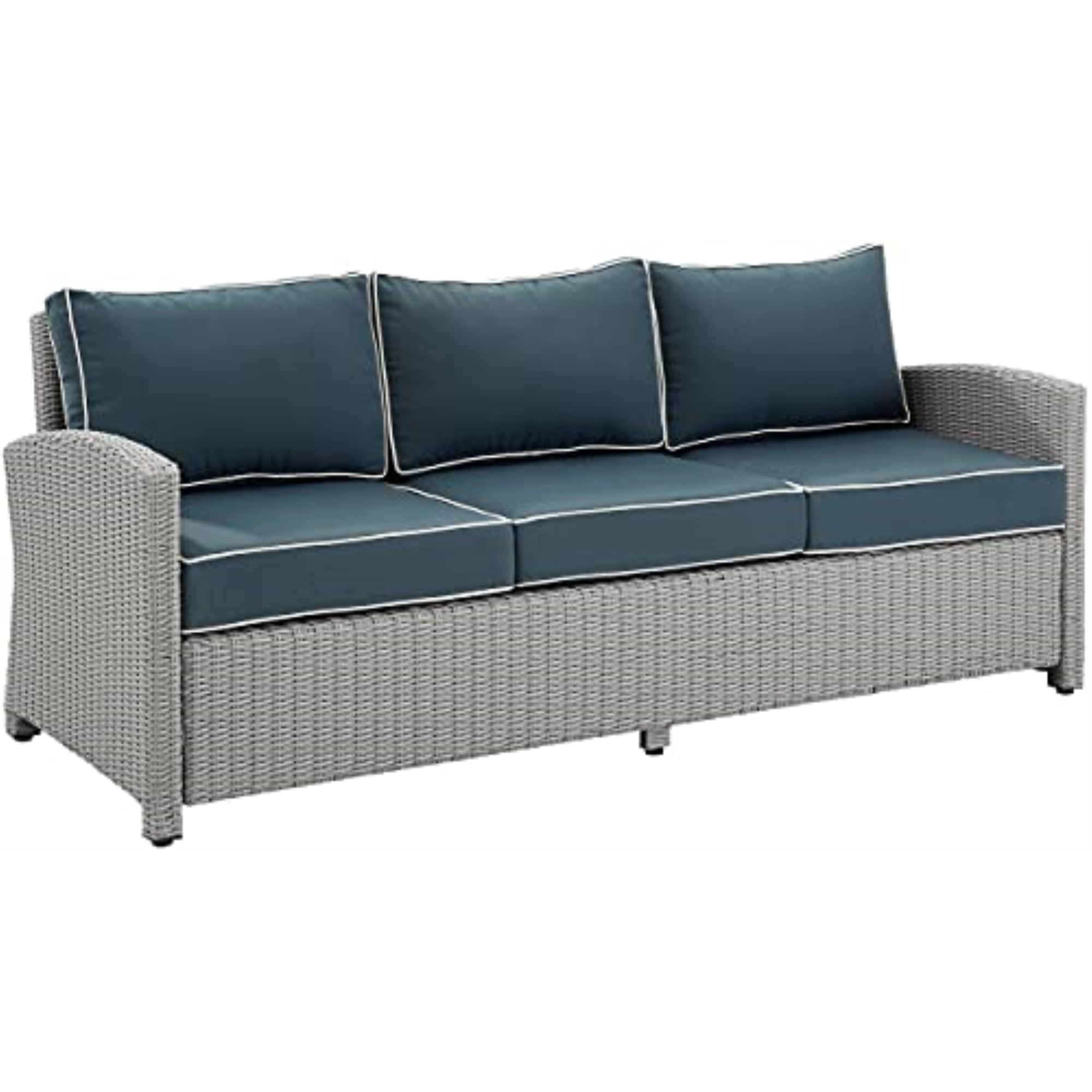 Bradenton Outdoor Wicker Sofa: Steel Frame, Moisture-Resistant Cushions, UV-Resistant - Crosley