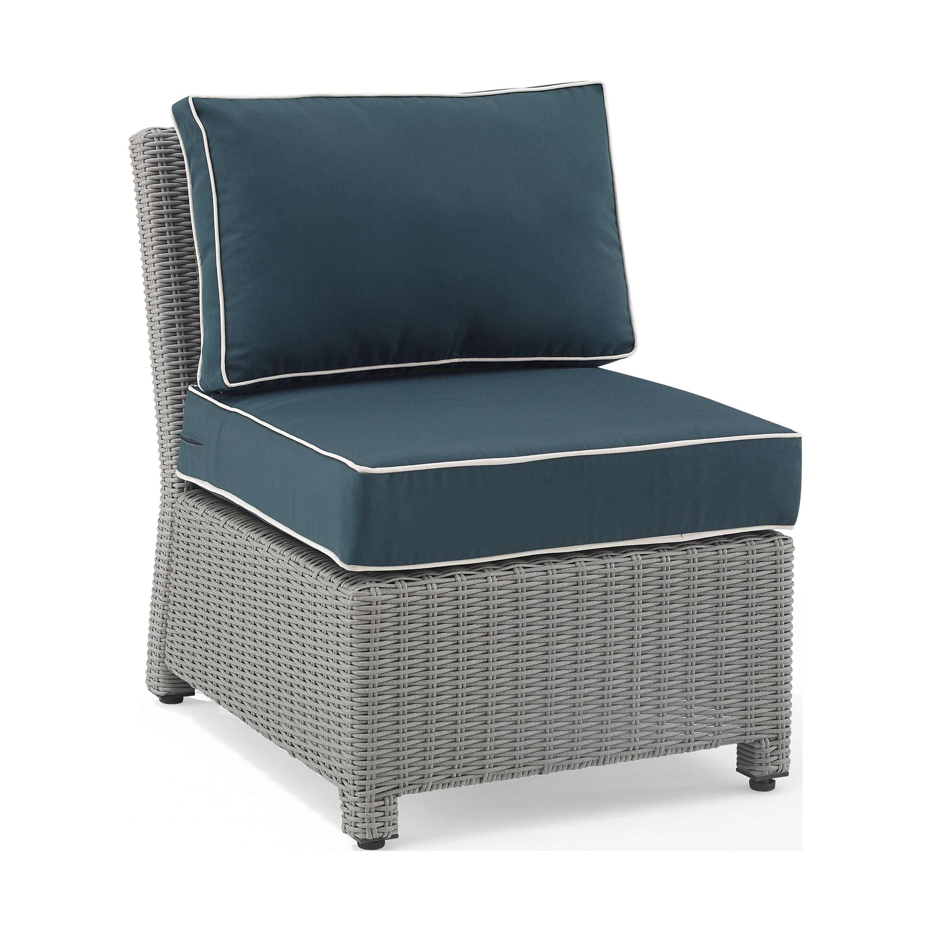 Navy Gray Modular Outdoor Wicker Armless Chair