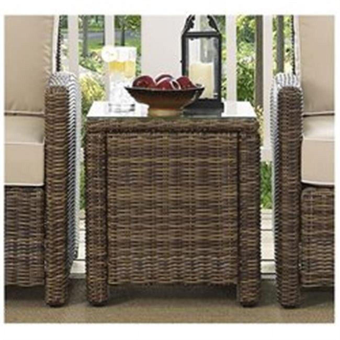 Bradenton Outdoor Wicker Glass Top Side Table - Crosley