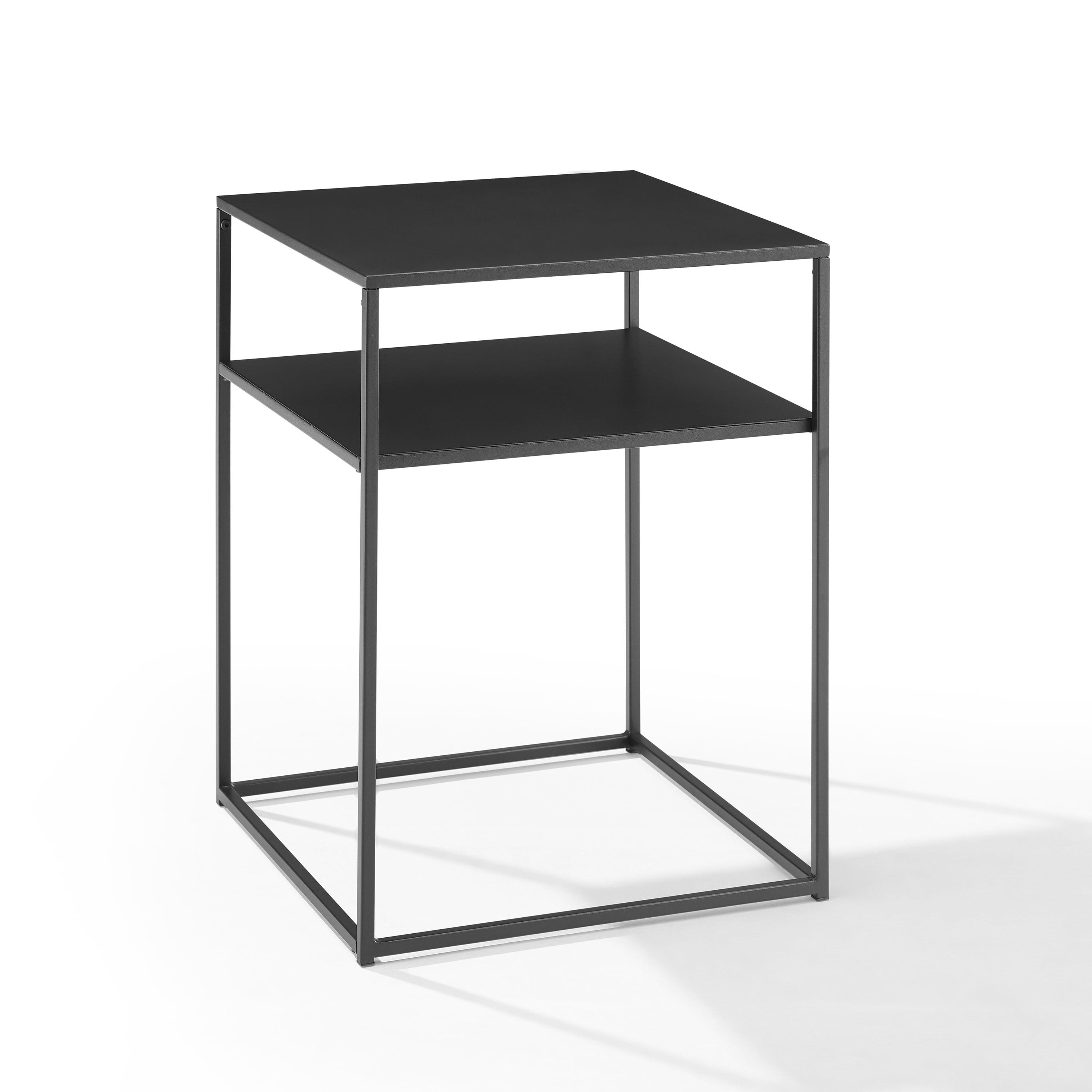 Braxton Matte Black Metal and Glass Slim End Table