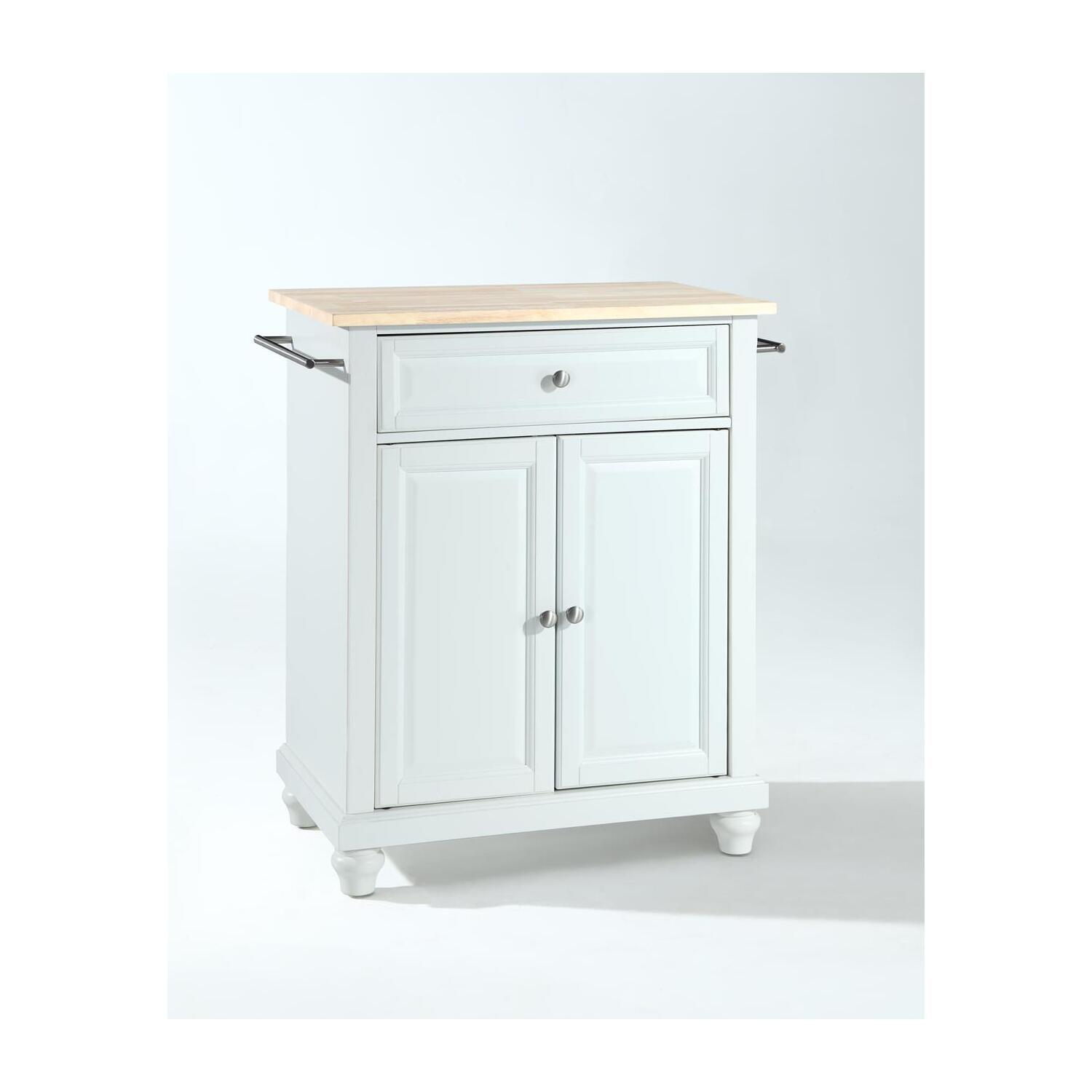 Cambridge 35" White Natural Wood Top Kitchen Island