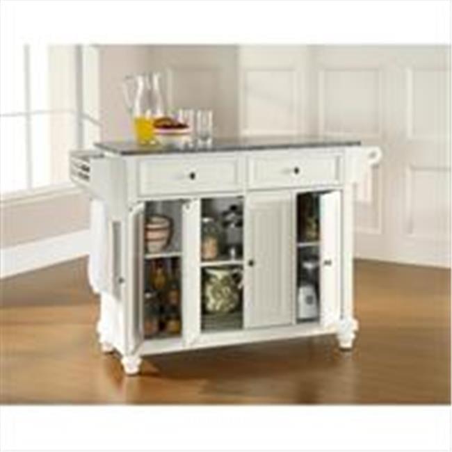 Cambridge White Granite Top Kitchen Island with Storage