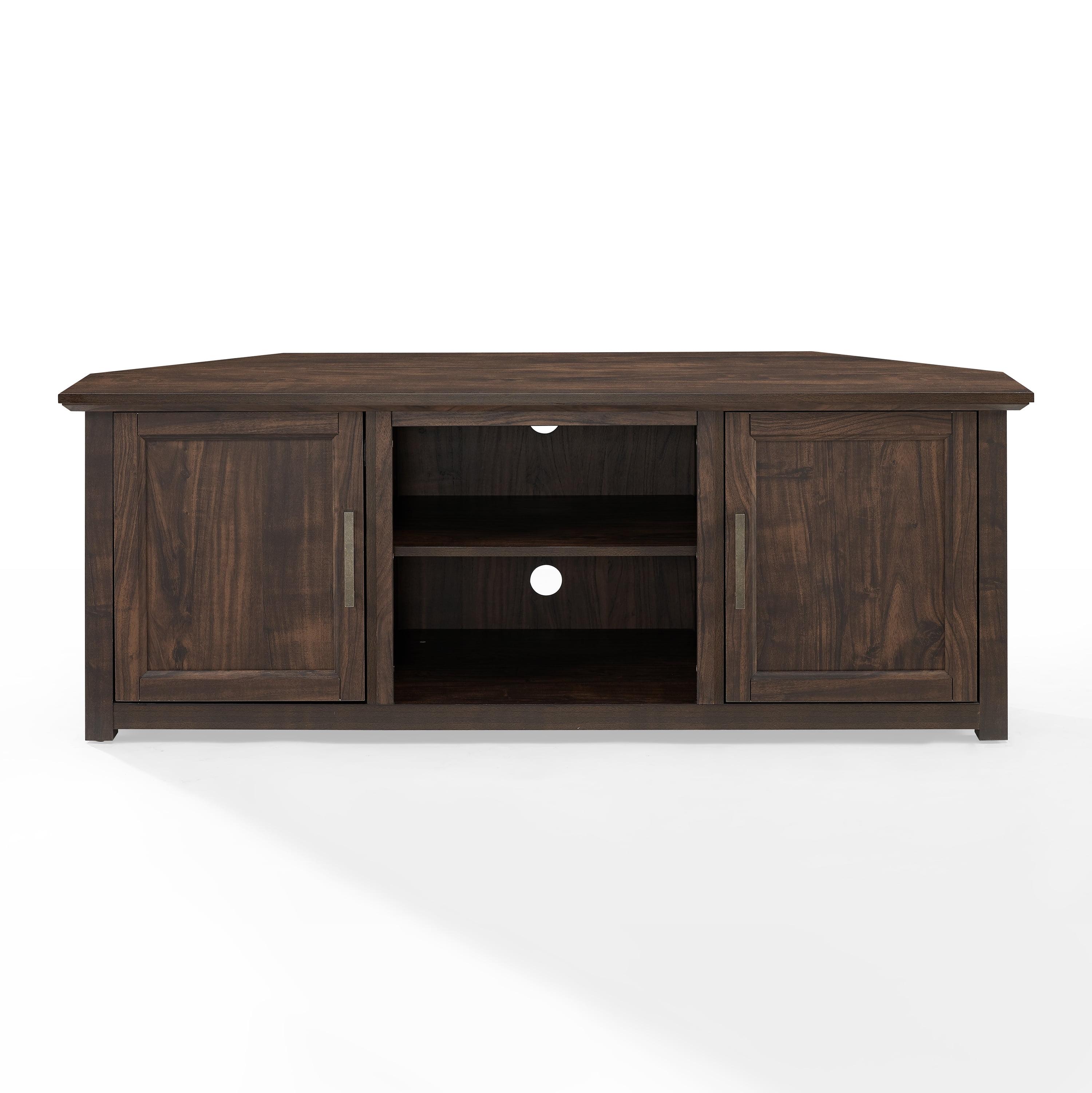 Dark Walnut 58'' Corner TV Stand with Cabinets