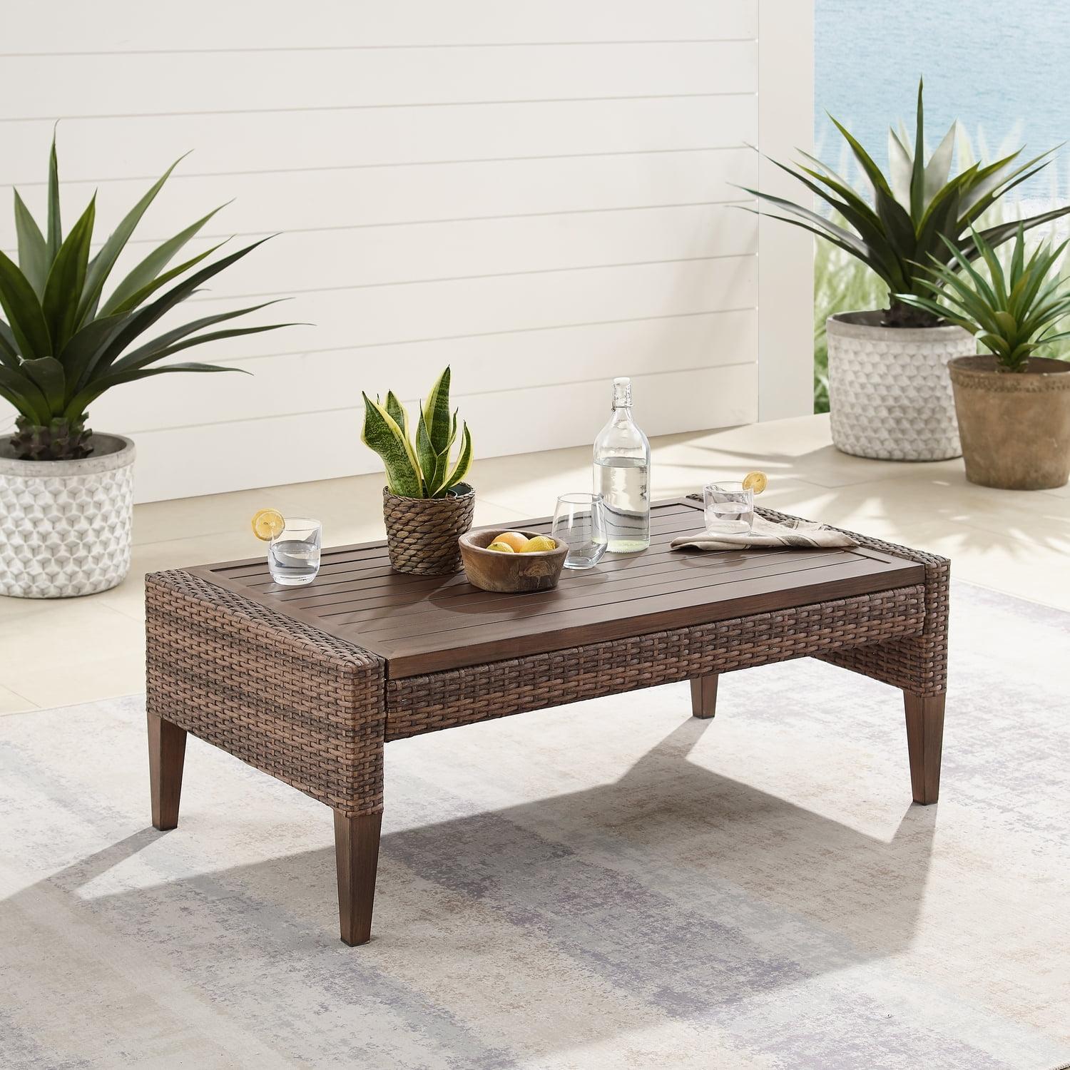 Capella Brown Wicker and Steel Outdoor Coffee Table