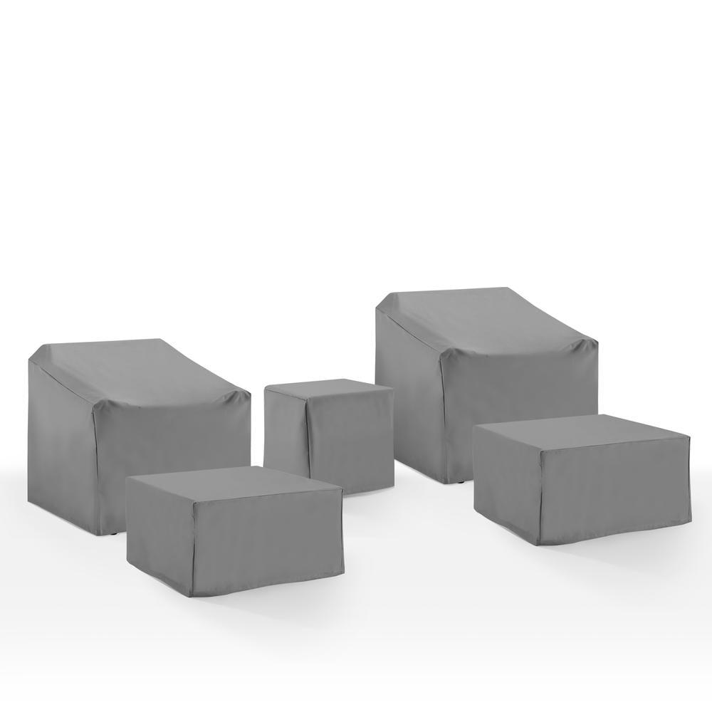 Crosley Furniture Covers 5-Pc Traditional Vinyl Outdoor Sofa Cover Set in Gray