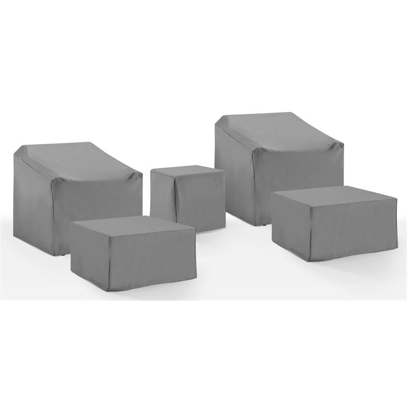 Gray Heavy-Duty Vinyl 5-Piece Outdoor Furniture Cover Set