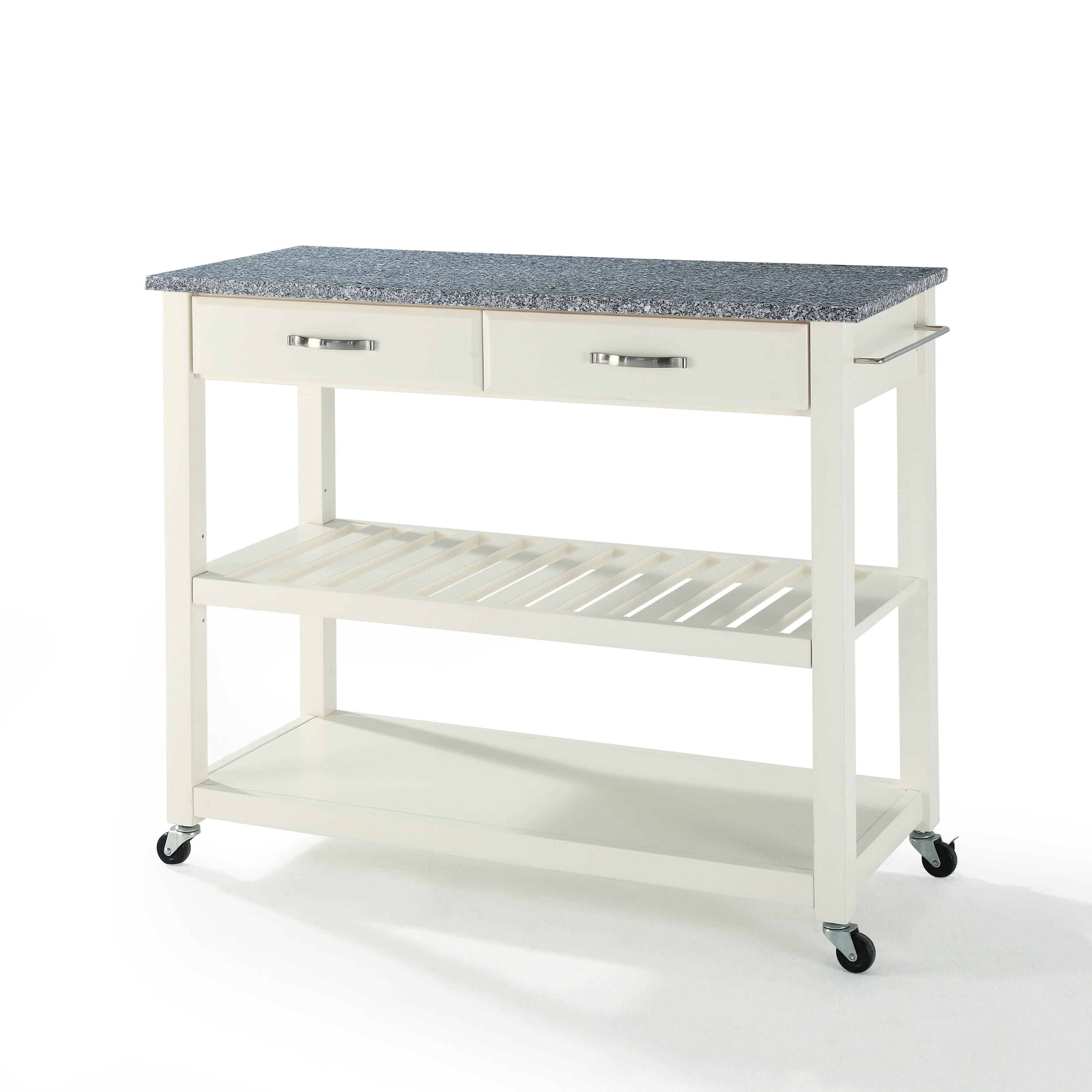 Solid Granite Top Kitchen Cart/Island with Optional Stool Storage - Crosley