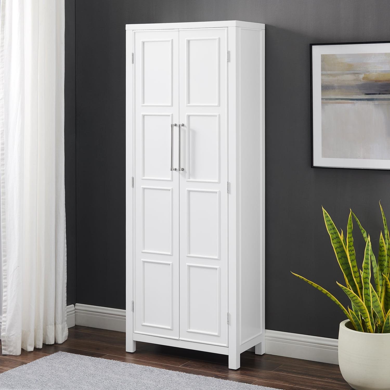 Crosley Cutler Storage Pantry White : Modern Farmhouse Style, 4 Fixed & Adjustable Shelves, MDF Wood Veneer, 65" Height