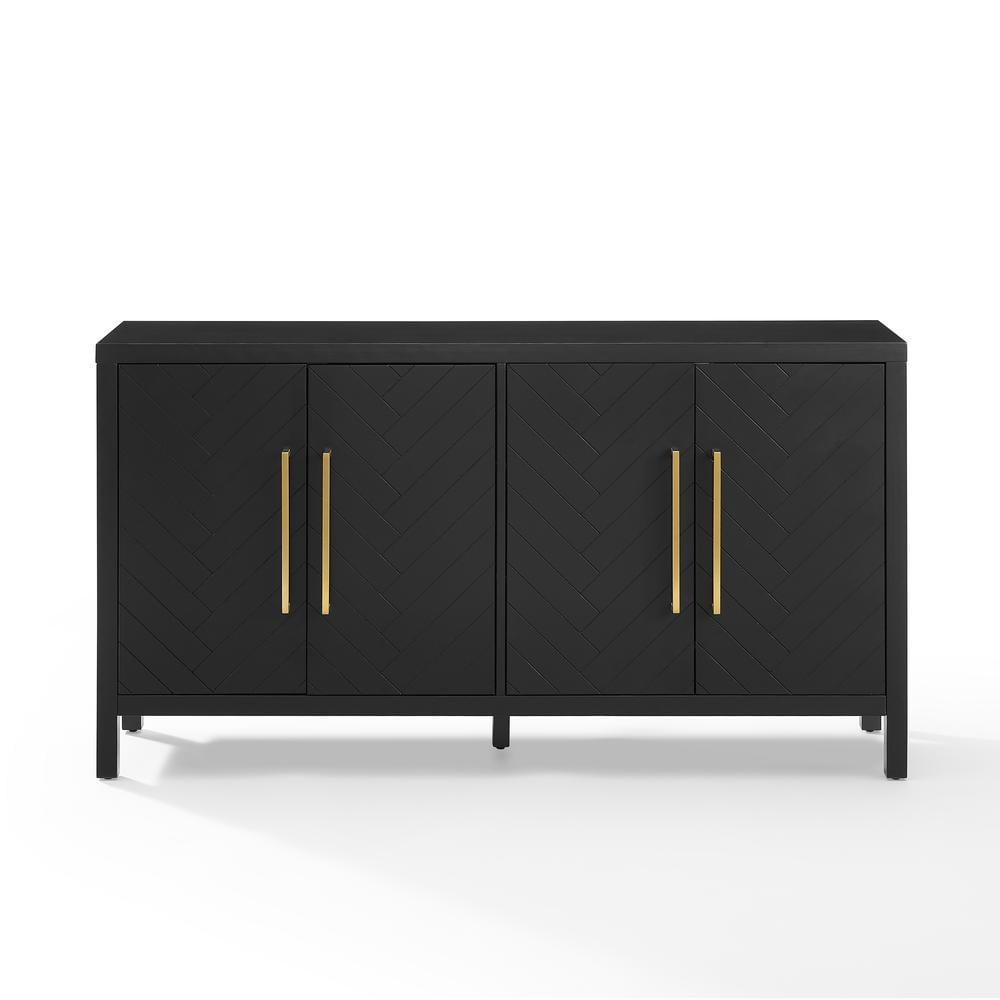 Darcy Matte Black and Gold Herringbone Sideboard