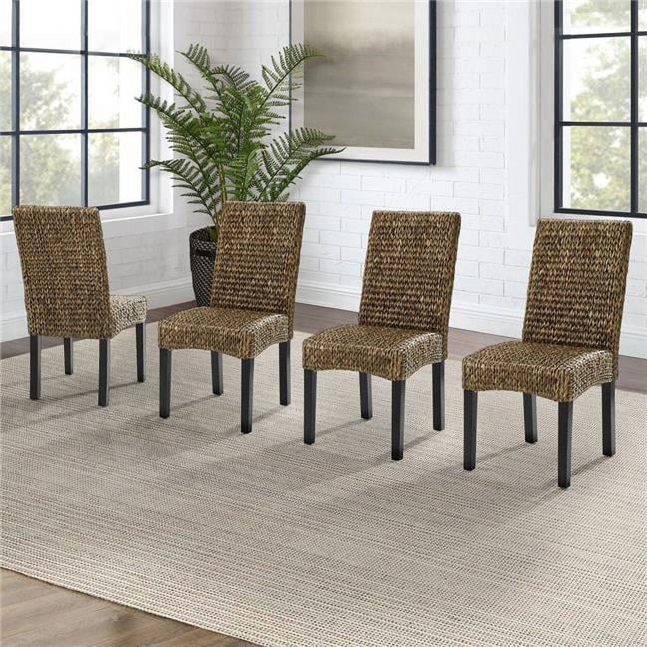 Set of 4 Edgewater Dining Chairs Seagrass/Dark Brown - Crosley