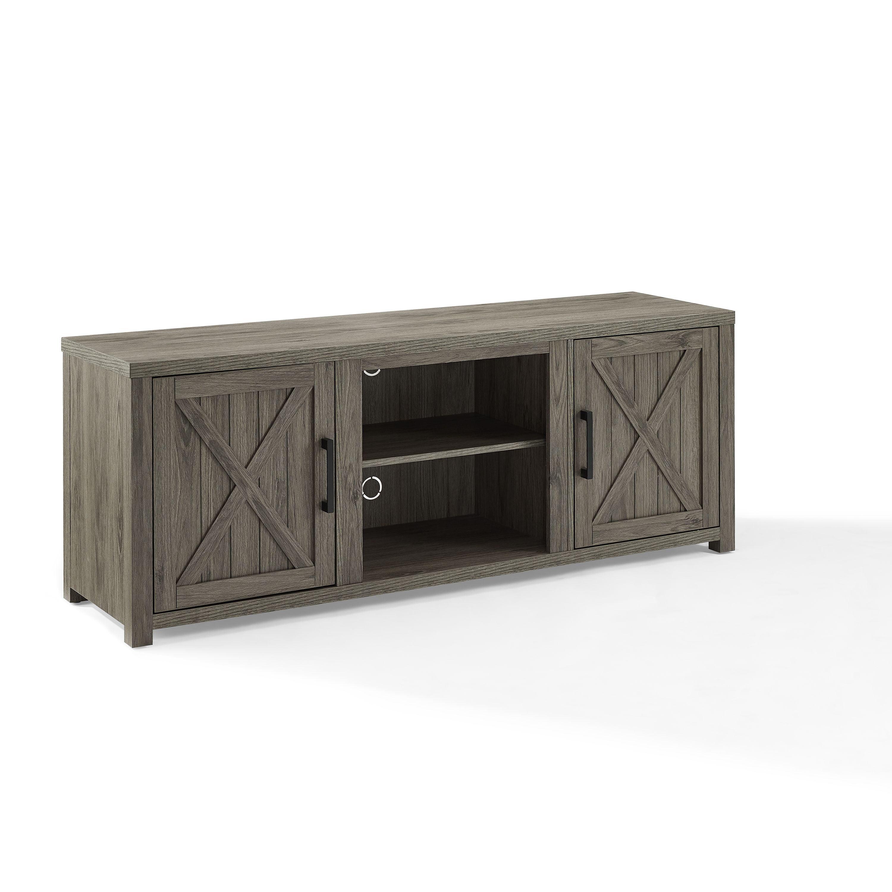 Graywash 64" Modern Farmhouse TV Stand with Cabinet