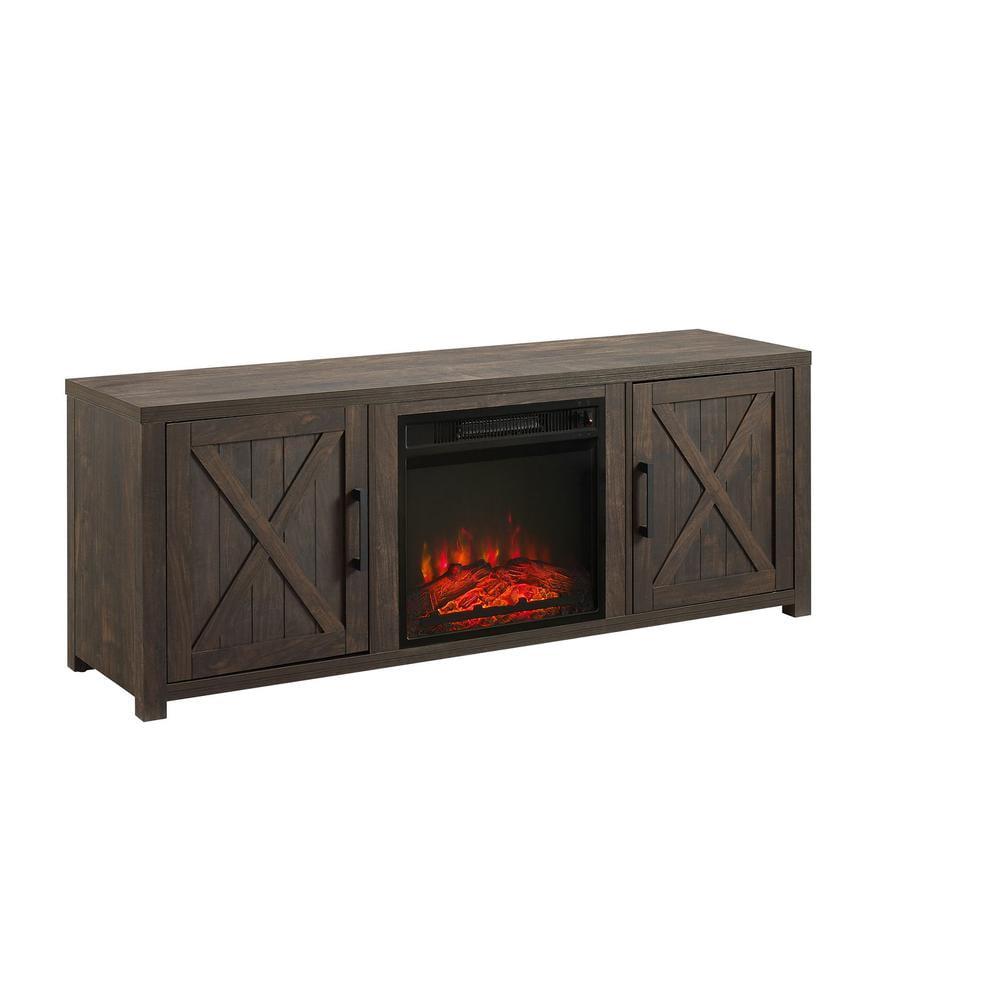 58" Gordon Low Profile TV Stand for TVs up to 65" with Fireplace Dark Walnut - Crosley