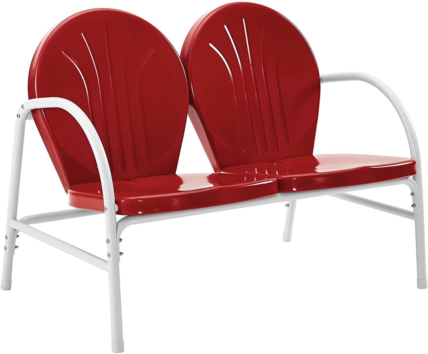 Griffith Red and White Metal Outdoor Loveseat