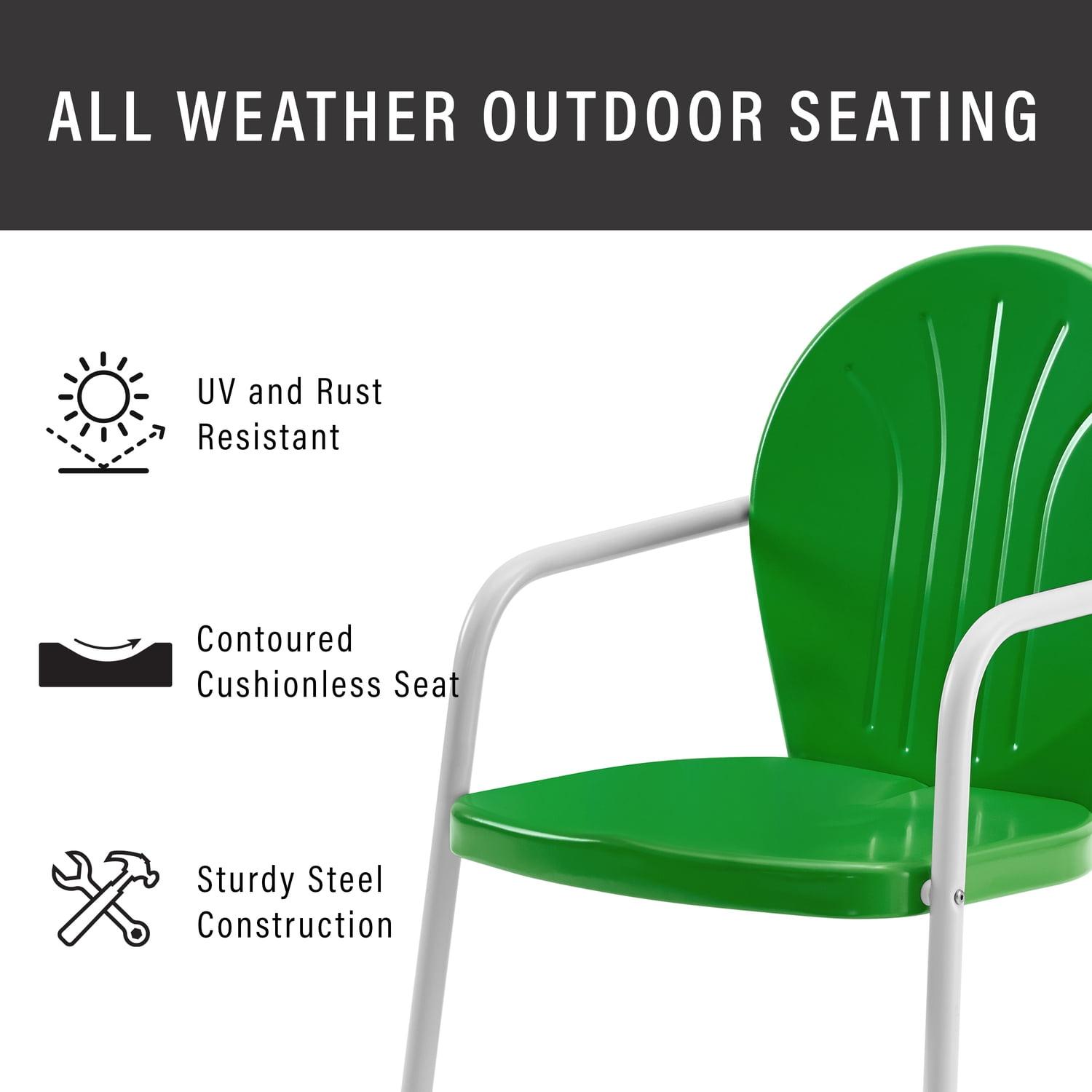Metal Patio Arm Chair - Green: Crosley, Powder-Coated Steel Frame, UV & Weather-Resistant, 250lb Capacity