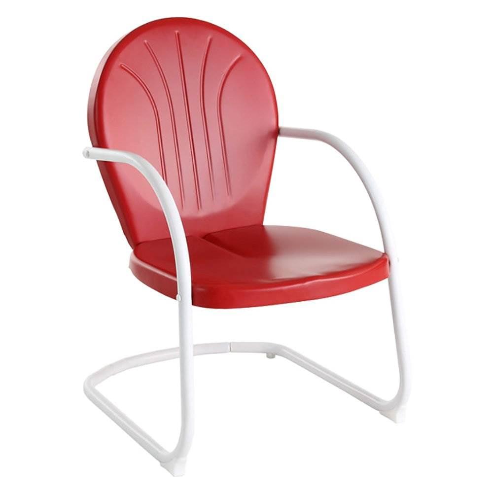 Crosley Furniture Griffith Metal Patio Chair in Bright Red Gloss