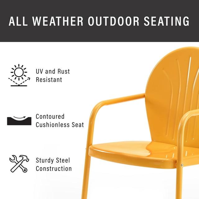 Crosley Furniture Griffith Outdoor Chair, Retro Metal Patio Chairs for Dining, Porch, Deck, Balcony, Tangerine